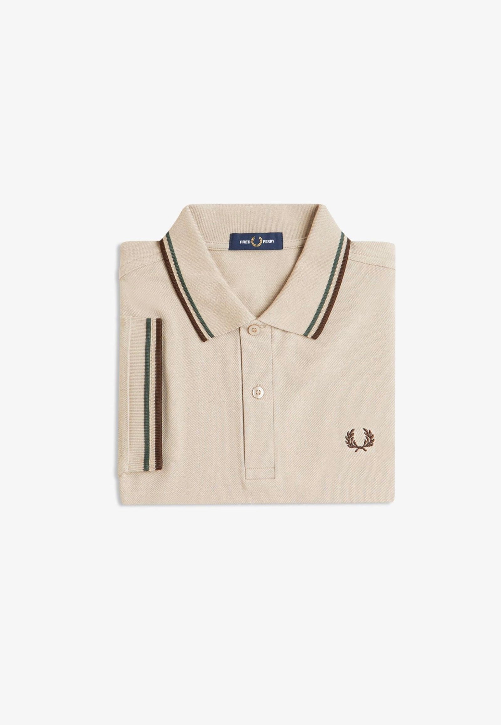 Fred Perry - Twin Tipped Warm Oat/Court Green/Burnt Tobacco - Polo | Men-Image