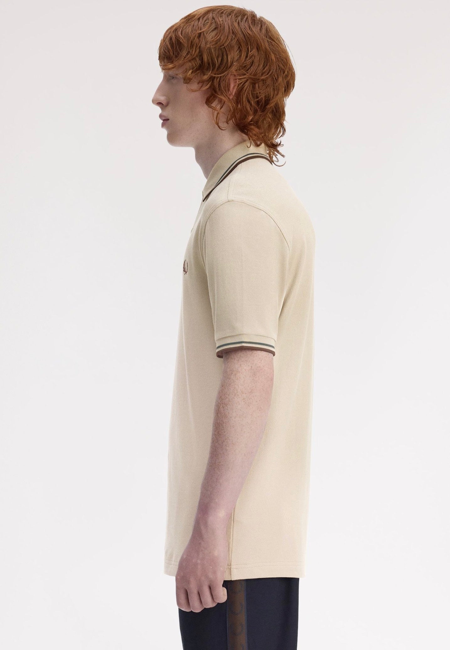 Fred Perry - Twin Tipped Warm Oat/Court Green/Burnt Tobacco - Polo | Men-Image
