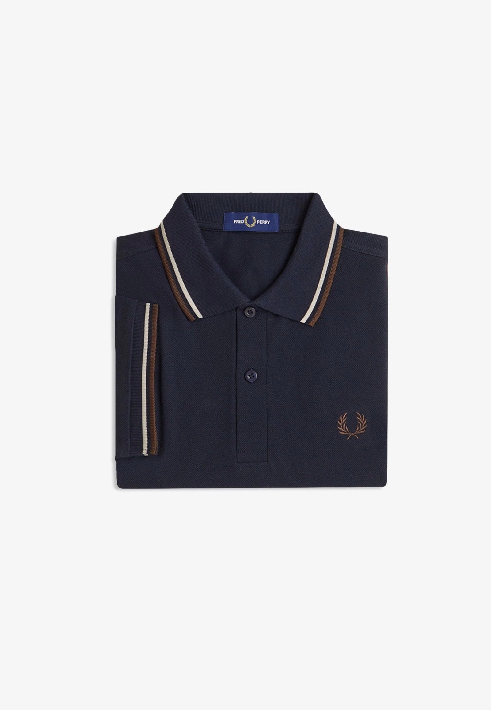 Fred Perry - Twin Tipped Navy/Warm Oat/Burnt Tobacco - Polo | Men-Image