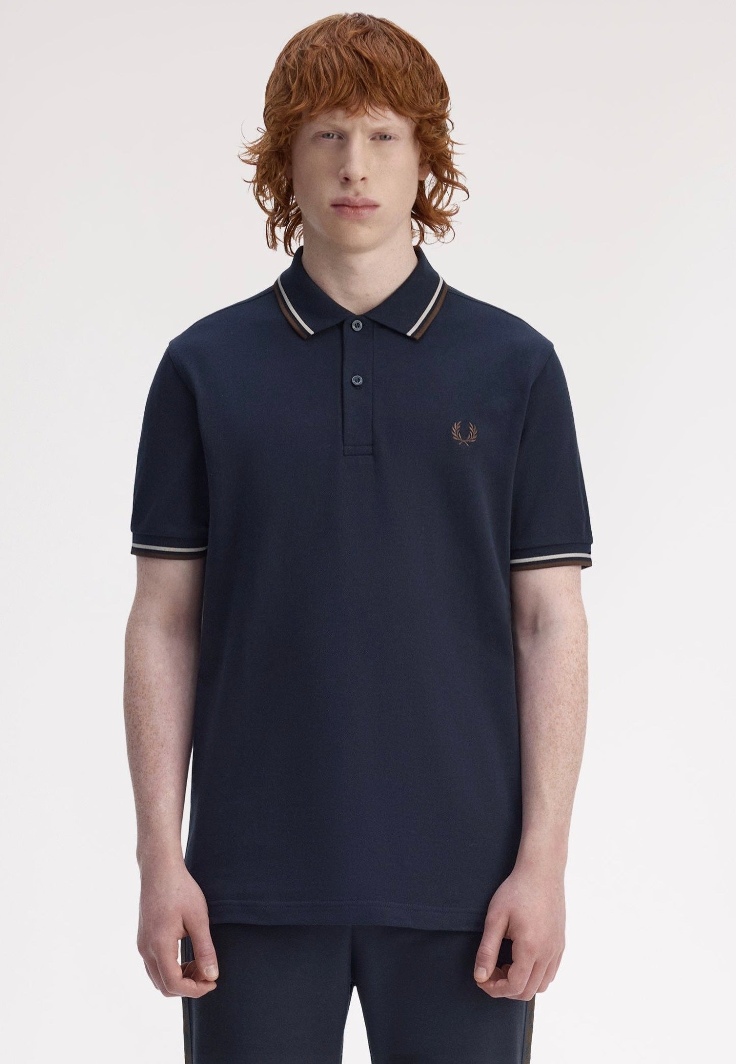 Fred Perry - Twin Tipped Navy/Warm Oat/Burnt Tobacco - Polo | Men-Image
