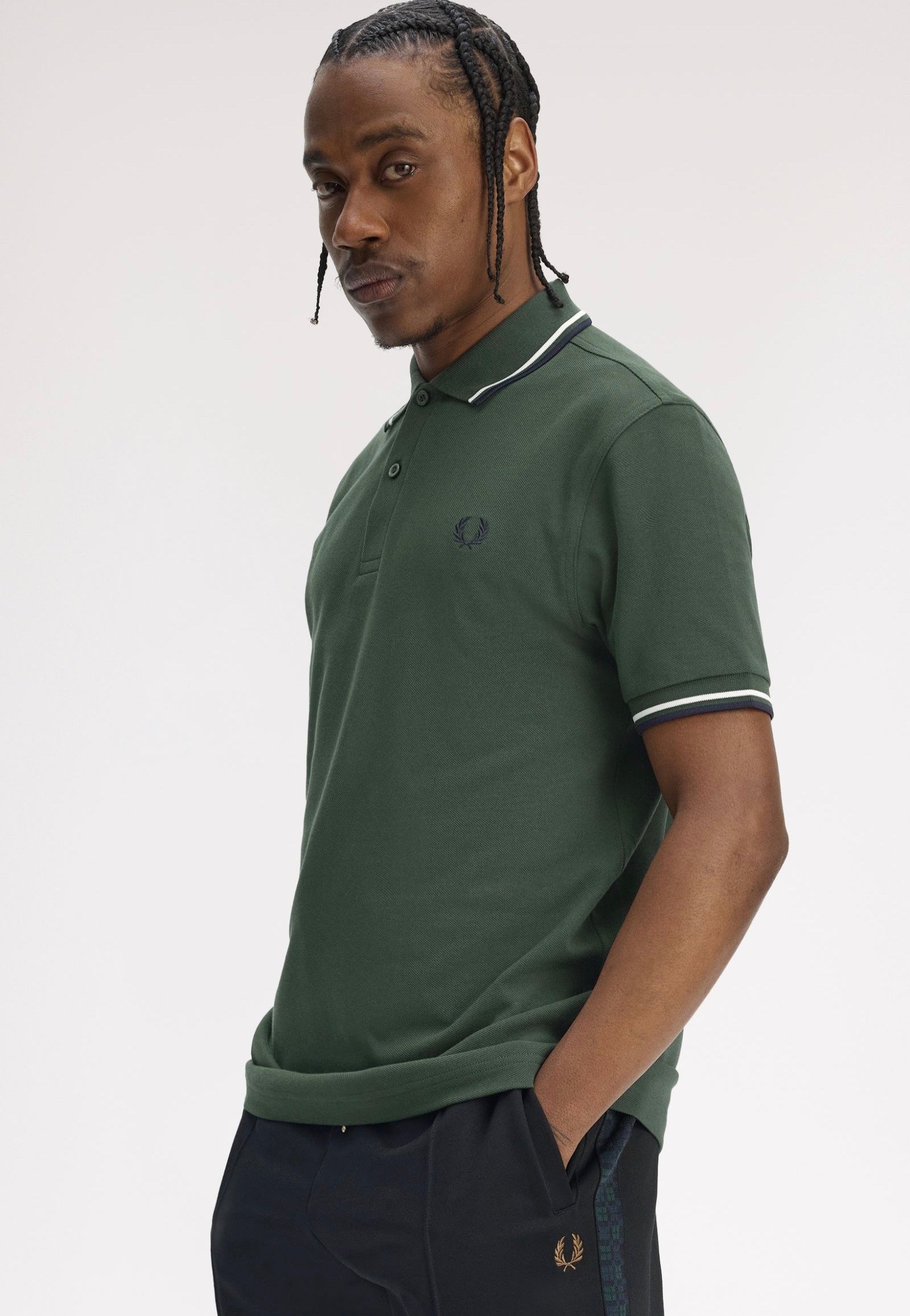 Fred Perry - Twin Tipped Court Green/Snow White/Nvy - Polo | Men-Image