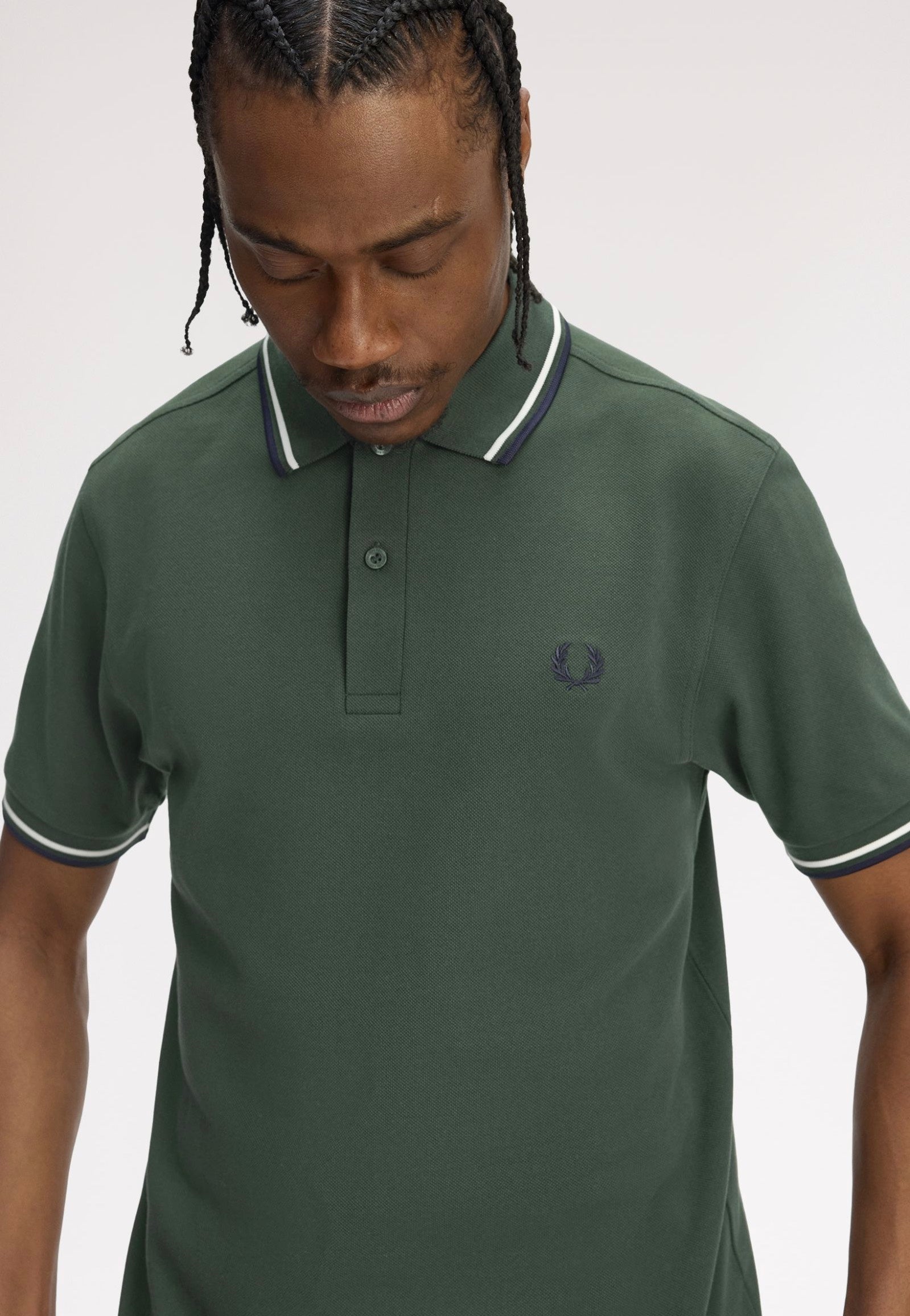 Fred Perry - Twin Tipped Court Green/Snow White/Nvy - Polo | Men-Image