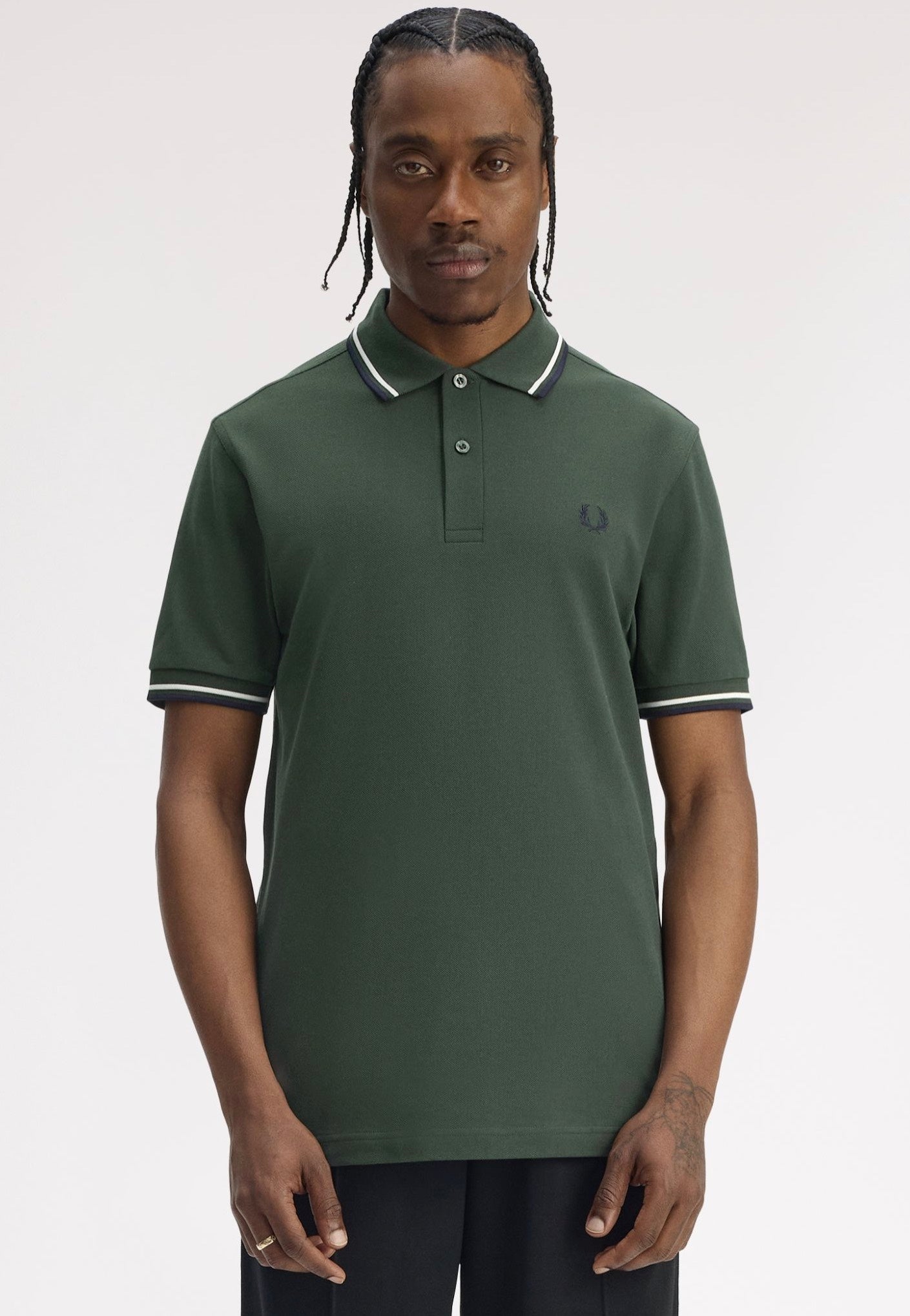 Fred Perry - Twin Tipped Court Green/Snow White/Nvy - Polo | Men-Image