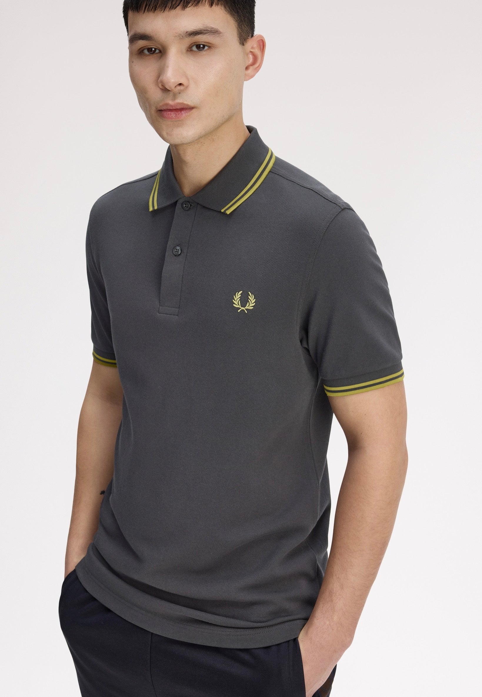 Fred Perry - Twin Tipped Anchor Grey/Tennis Ball Yellow/Tennis Ball Yellow - Polo | Men-Image