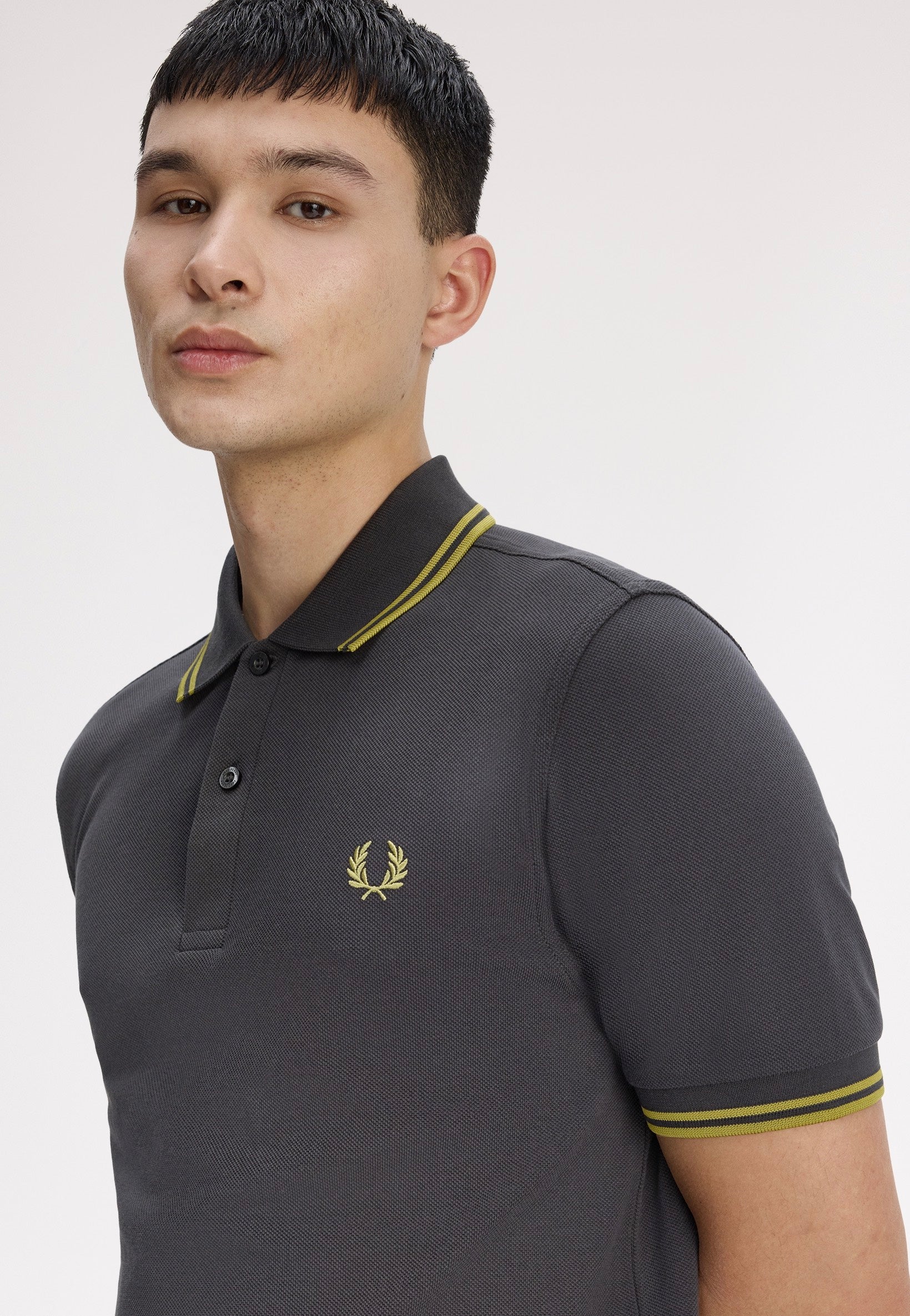 Fred Perry - Twin Tipped Anchor Grey/Tennis Ball Yellow/Tennis Ball Yellow - Polo | Men-Image