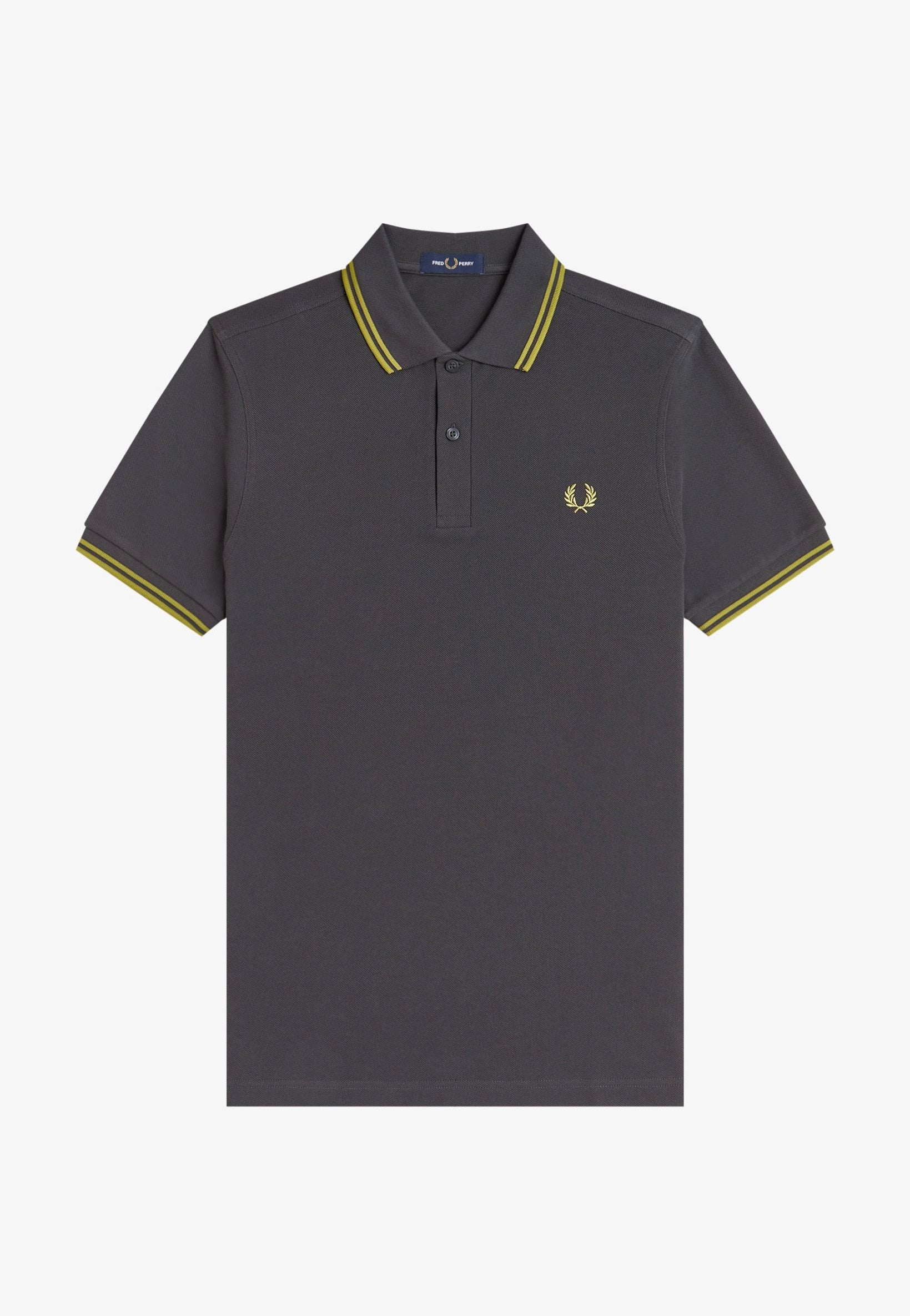 Fred Perry - Twin Tipped Anchor Grey/Tennis Ball Yellow/Tennis Ball Yellow - Polo | Men-Image
