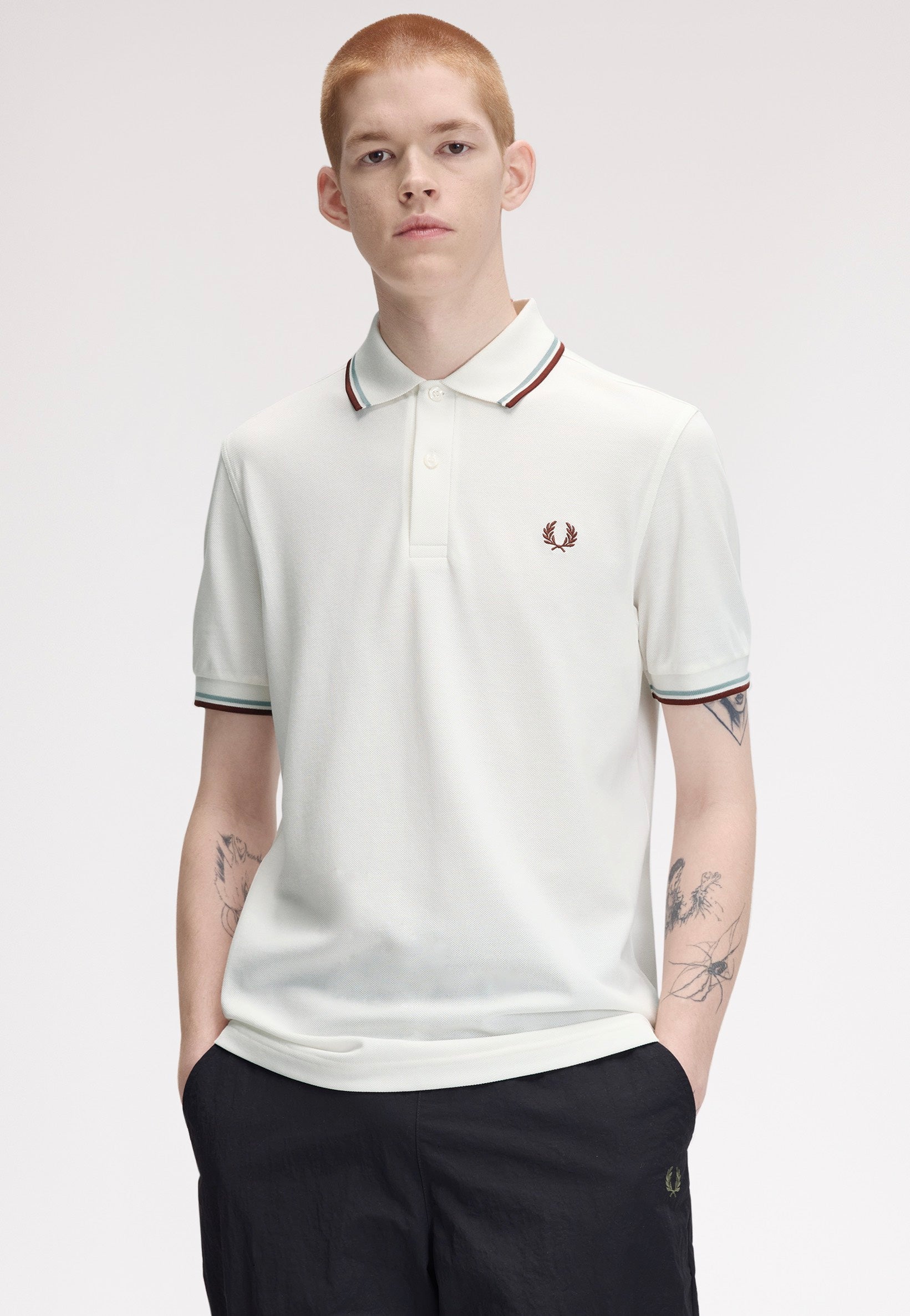Fred Perry - Twin Tipped Snow White/Silver Blue/Brandy - Polo | Men-Image
