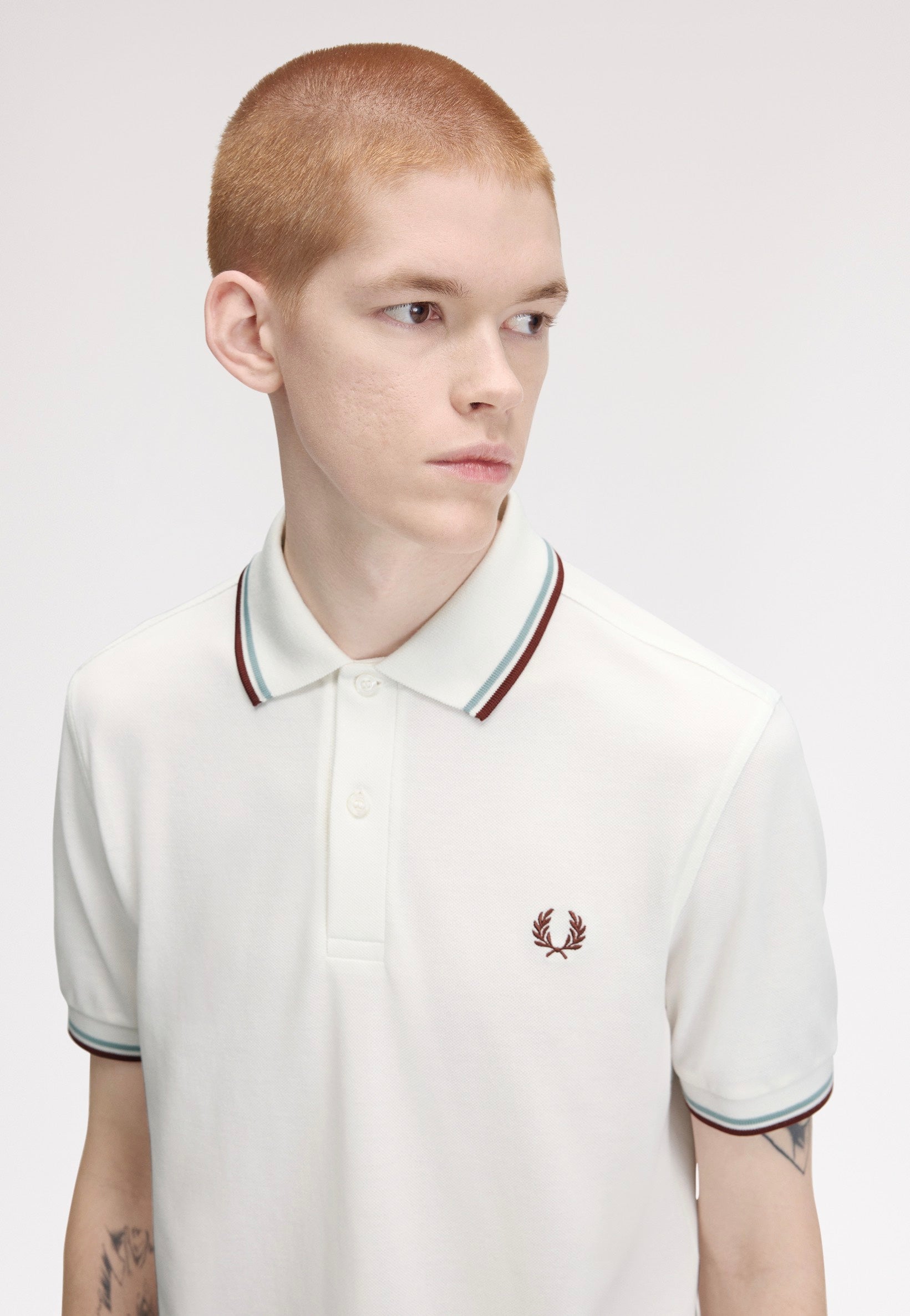 Fred Perry - Twin Tipped Snow White/Silver Blue/Brandy - Polo | Men-Image