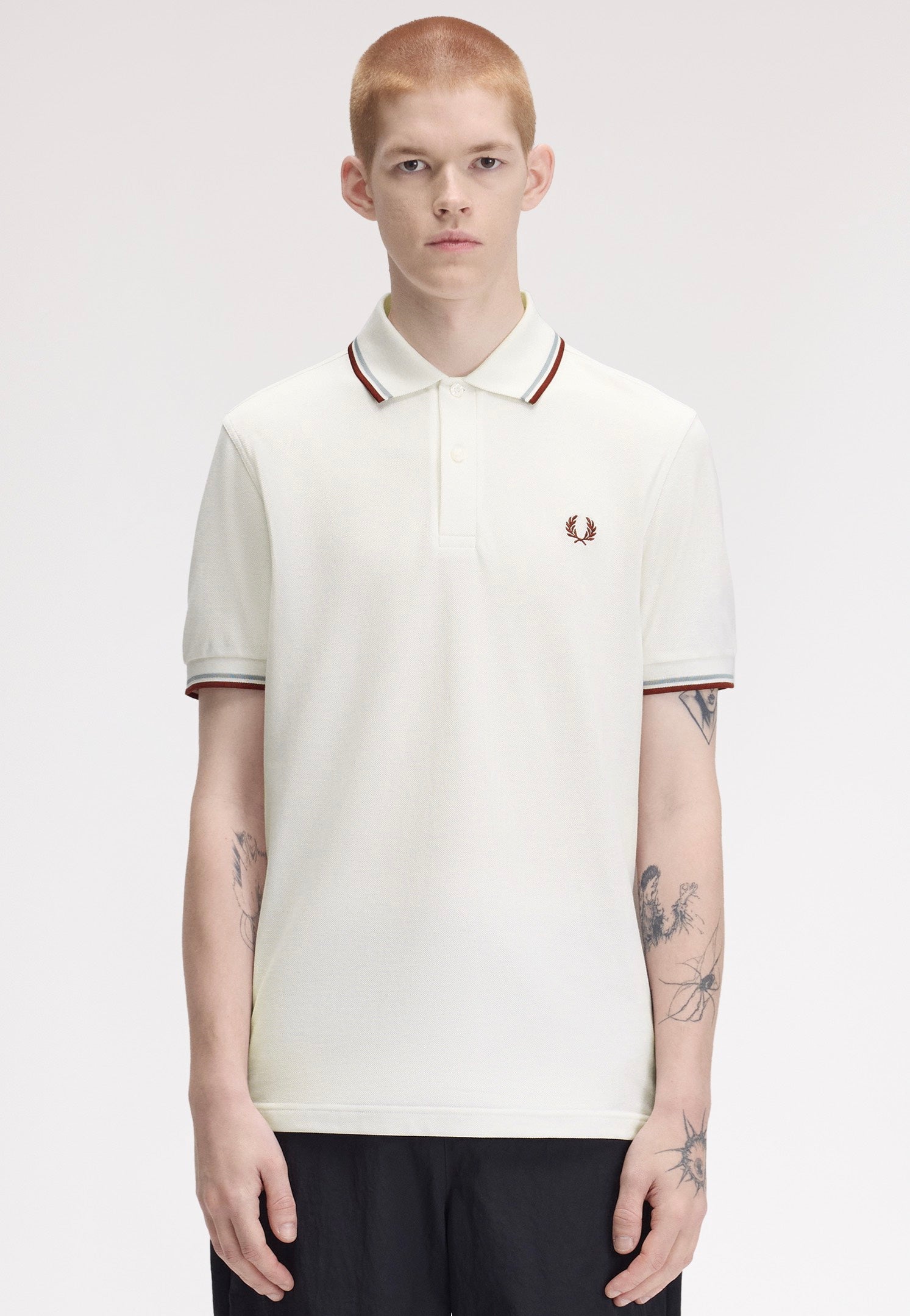 Fred Perry - Twin Tipped Snow White/Silver Blue/Brandy - Polo | Men-Image