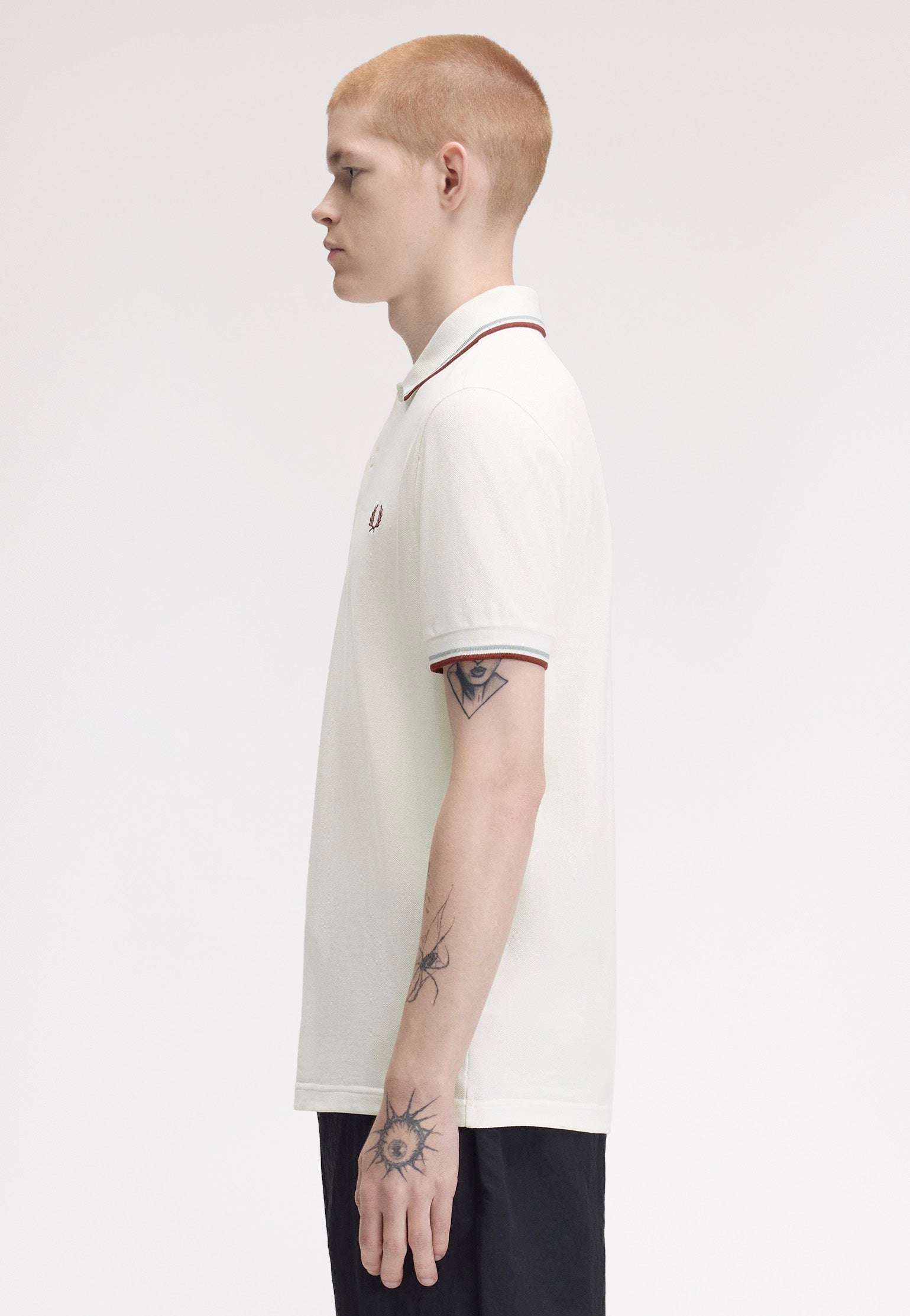 Fred Perry - Twin Tipped Snow White/Silver Blue/Brandy - Polo | Men-Image