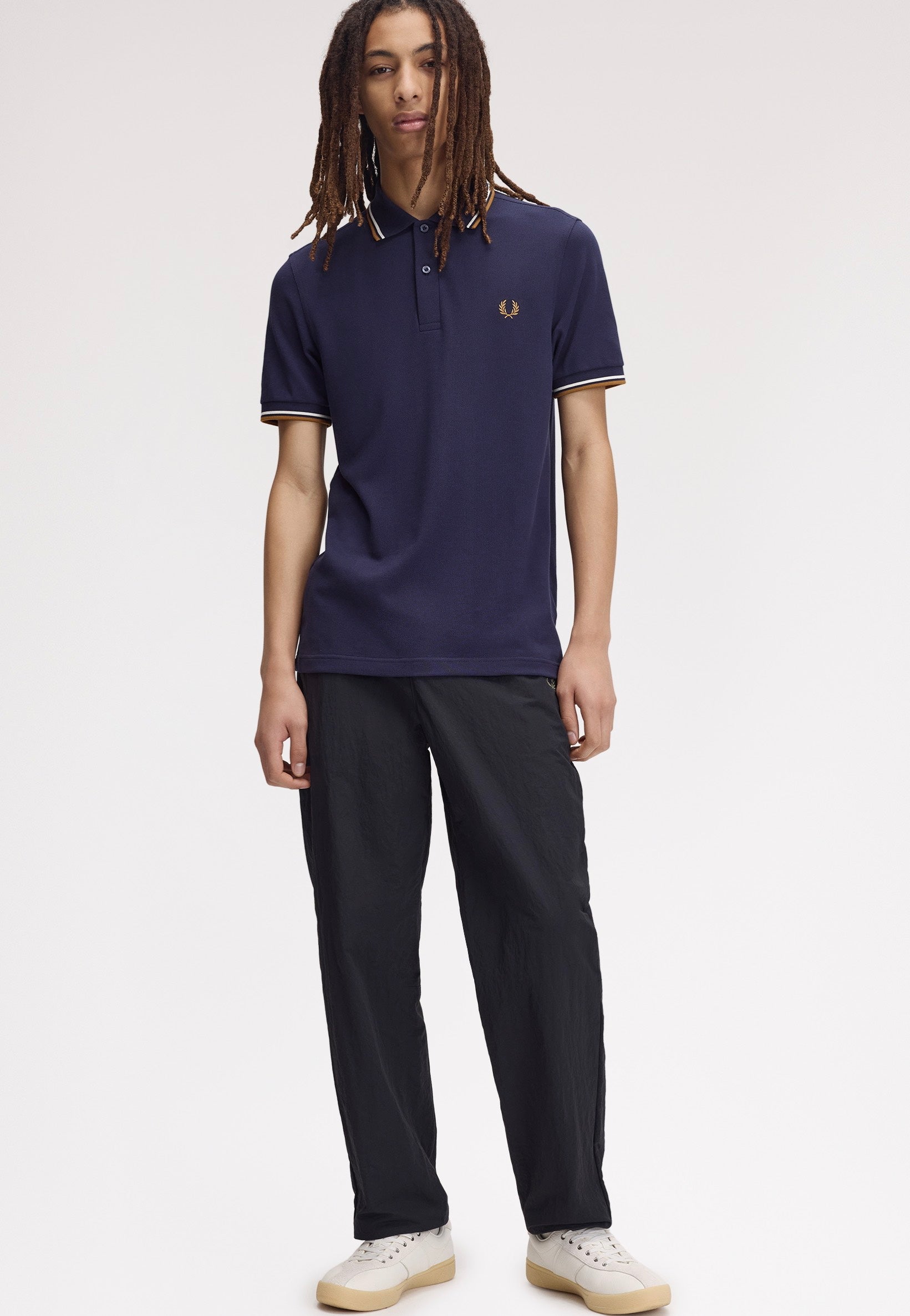 Fred Perry - Twin Tipped Twilight Navy/Snow White/Cark Caramel - Polo | Men-Image