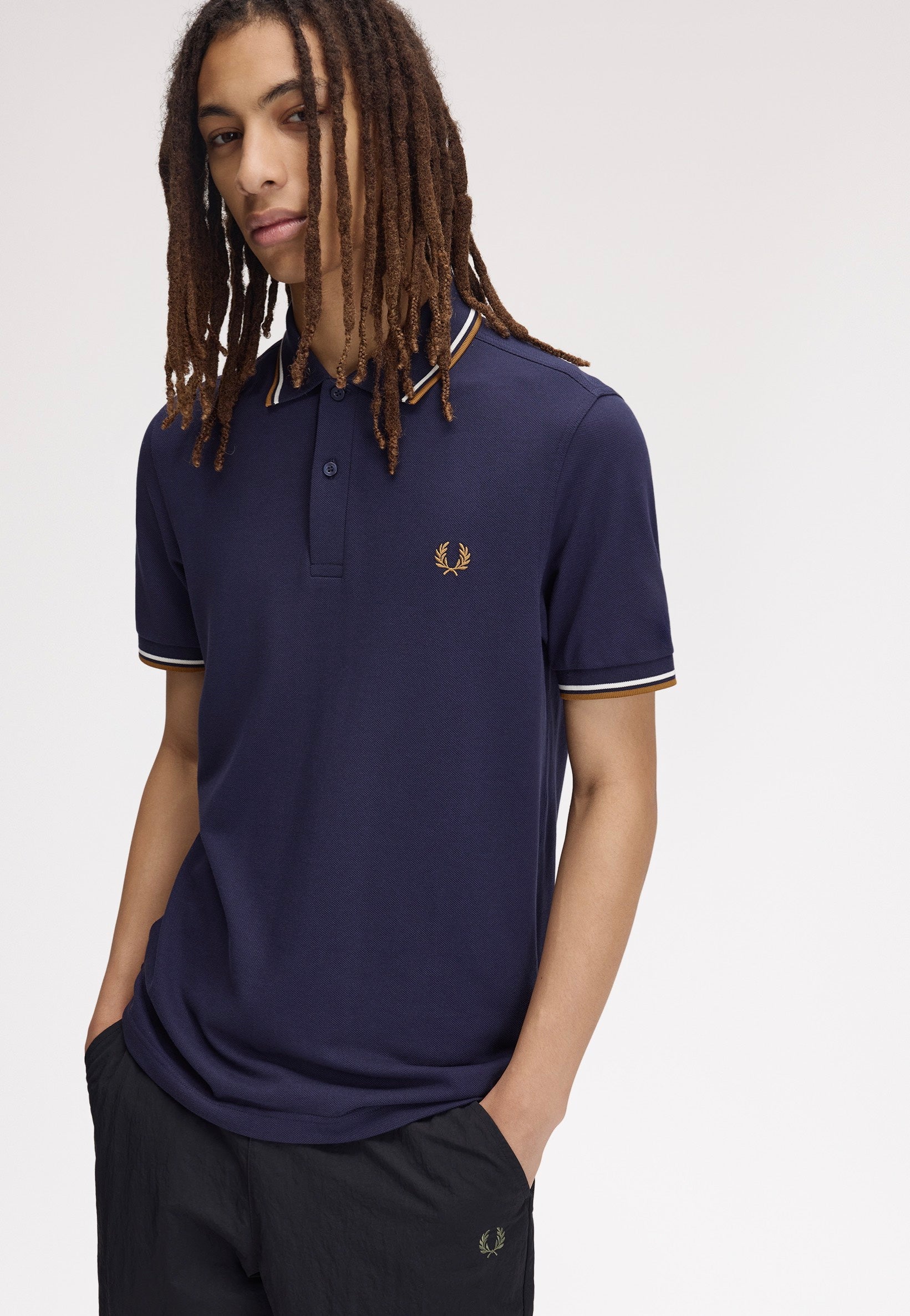 Fred Perry - Twin Tipped Twilight Navy/Snow White/Cark Caramel - Polo | Men-Image