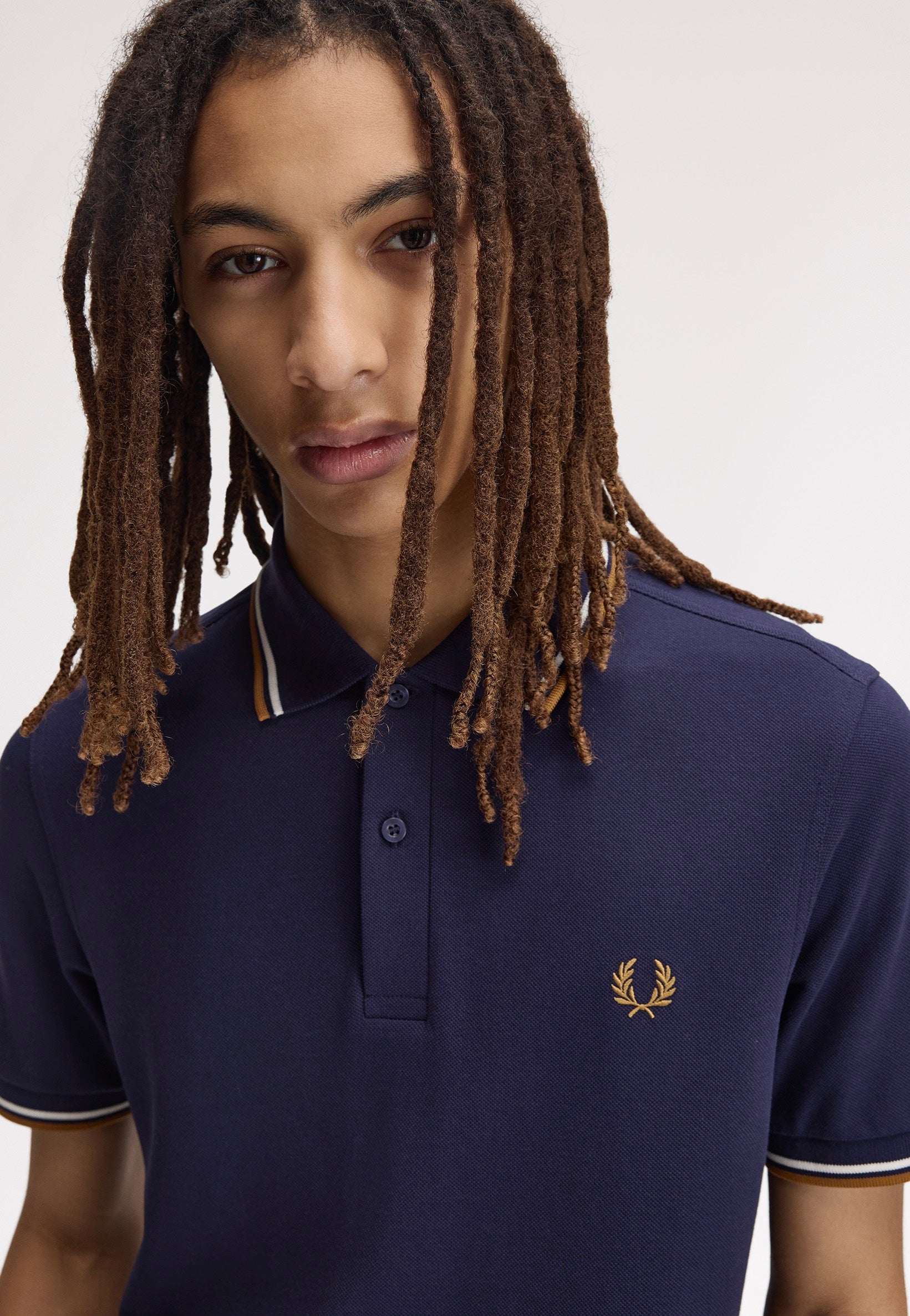 Fred Perry - Twin Tipped Twilight Navy/Snow White/Cark Caramel - Polo | Men-Image