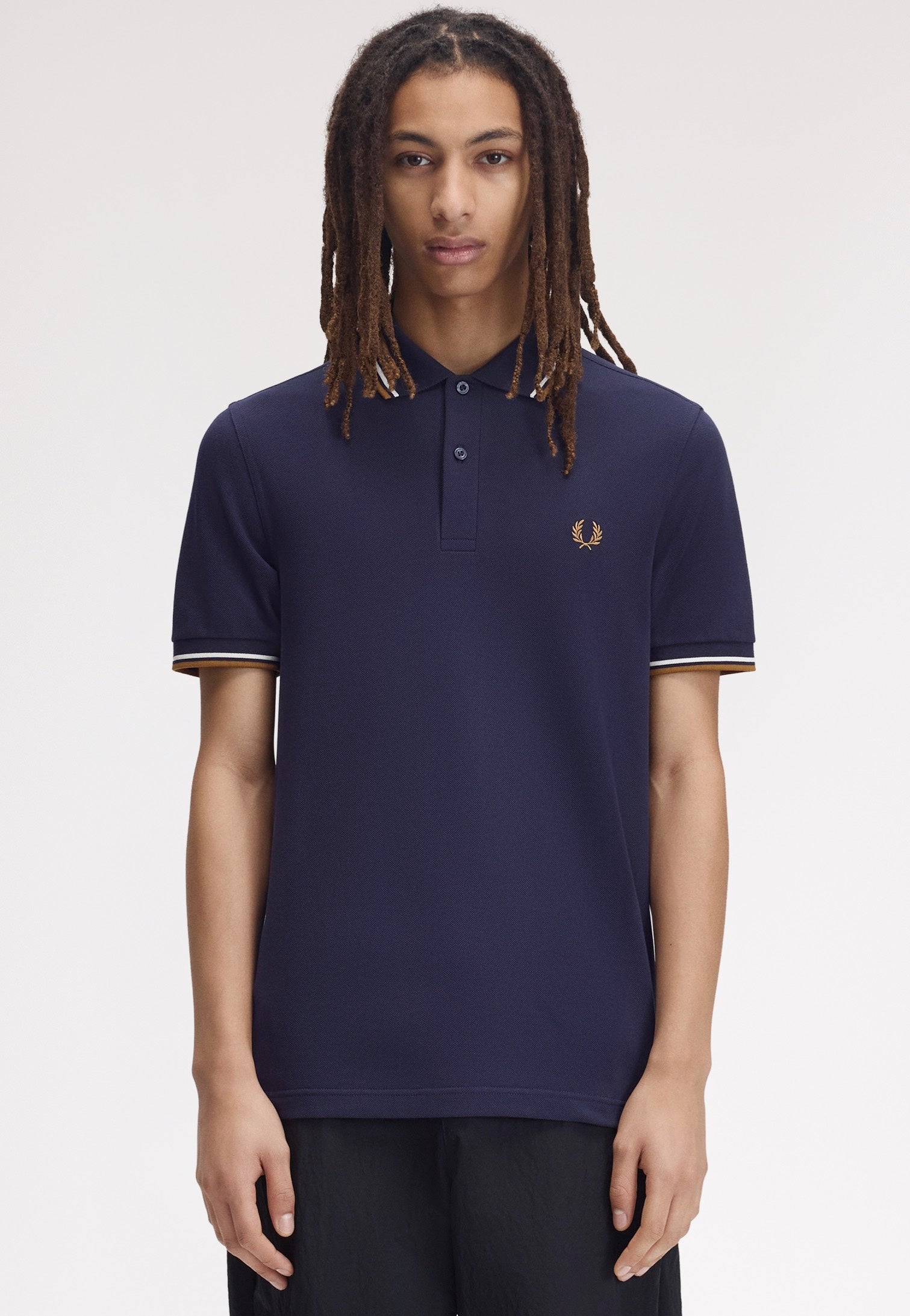 Fred Perry - Twin Tipped Twilight Navy/Snow White/Cark Caramel - Polo | Men-Image