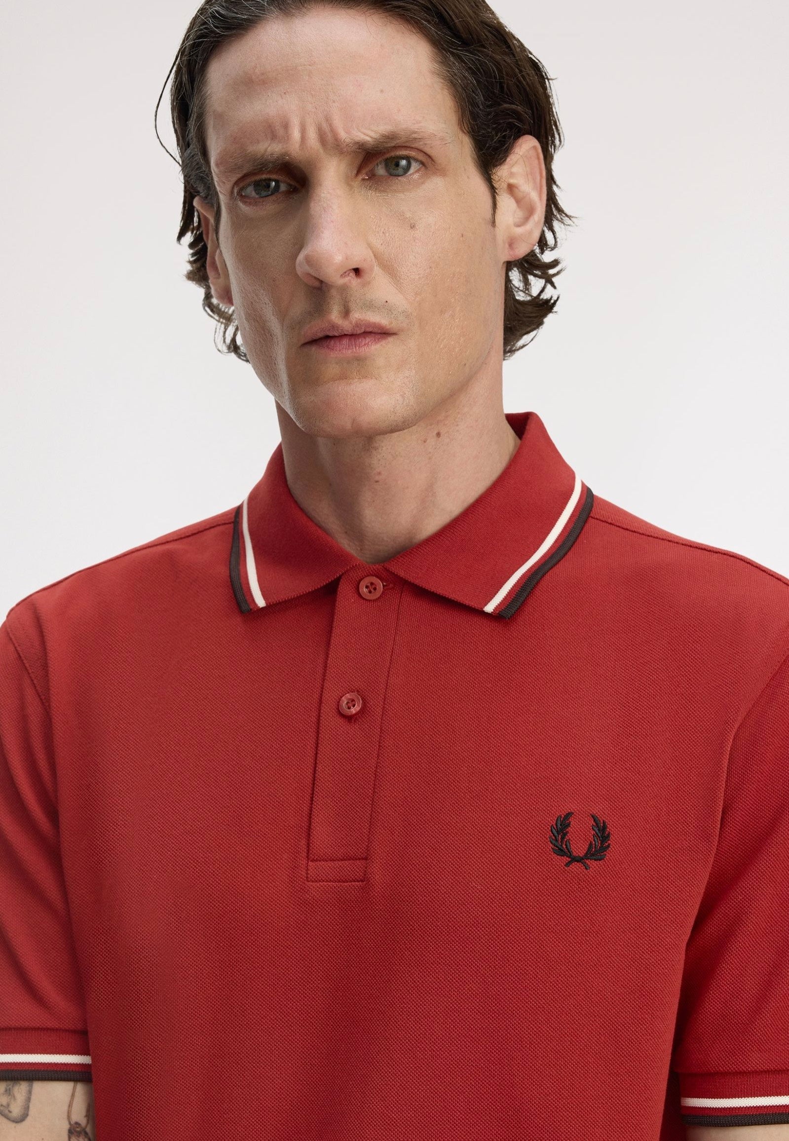 Fred Perry - Twin Tipped Burnt Red/Ecru/Black - Polo | Men-Image