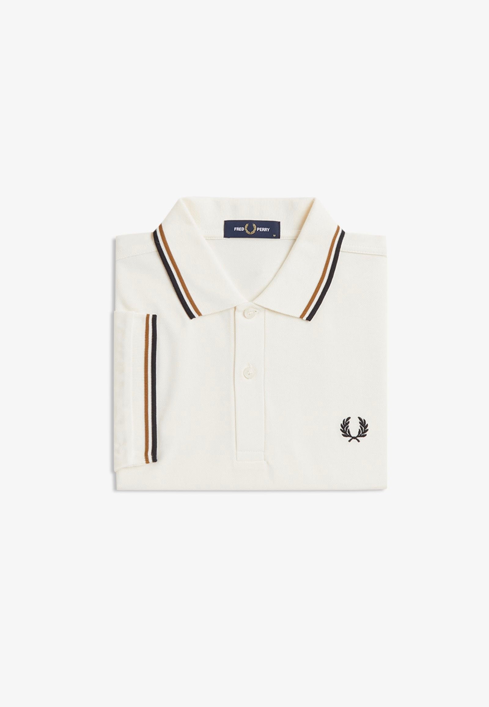 Fred Perry - Twin Tipped Ecru/Dark Caramel/Black - Polo | Men-Image