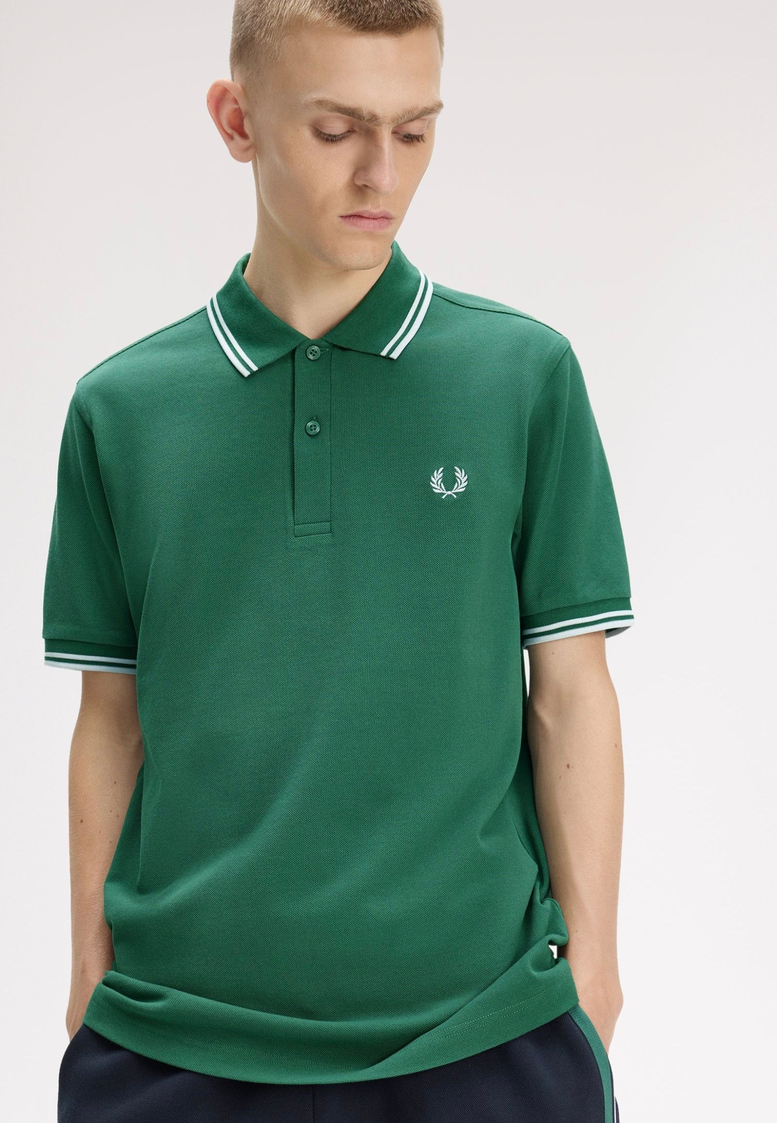 Fred Perry - Twin Tipped Sport Green/Light Ice/Light Ice - Polo | Men-Image