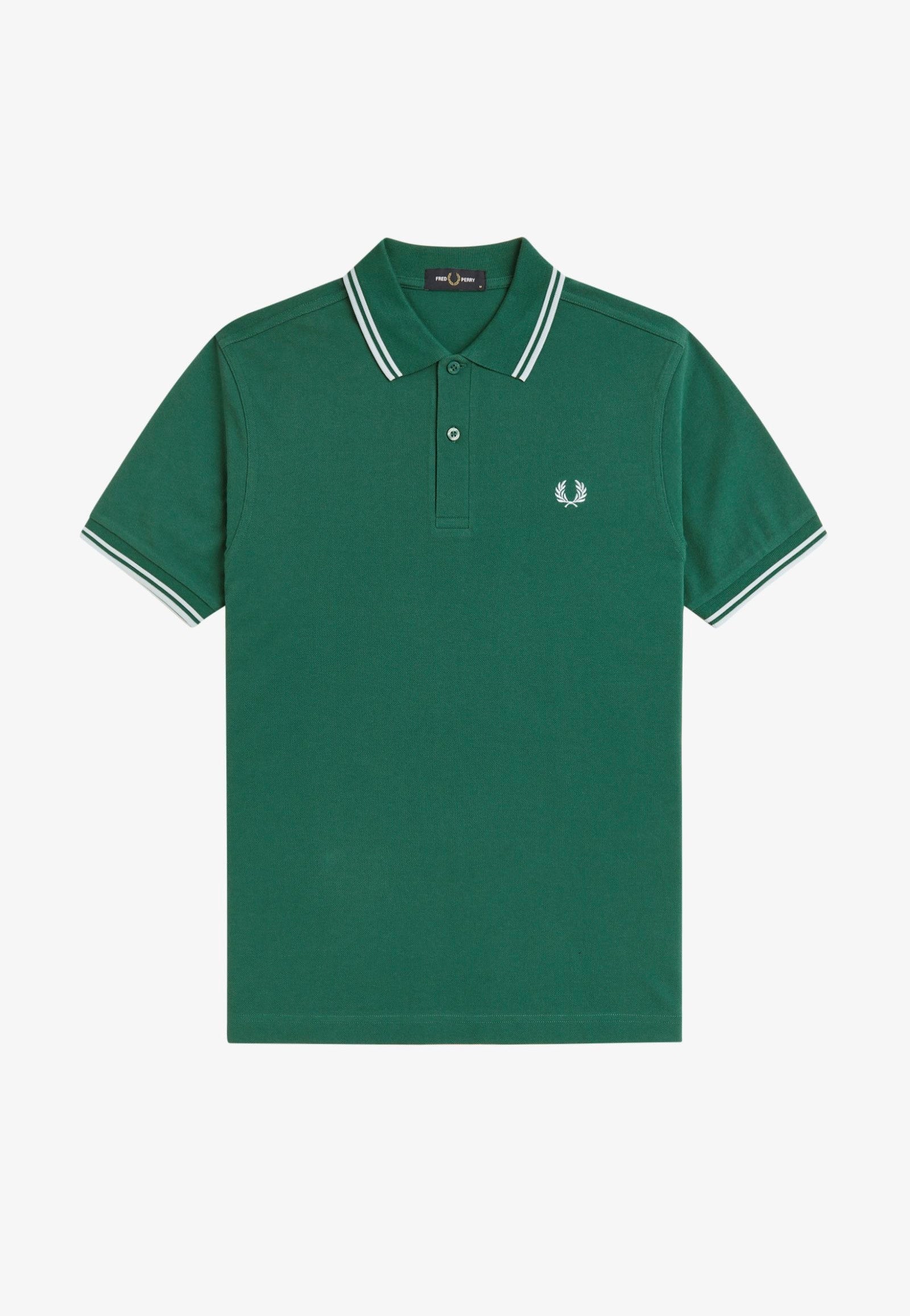 Fred Perry - Twin Tipped Sport Green/Light Ice/Light Ice - Polo | Men-Image