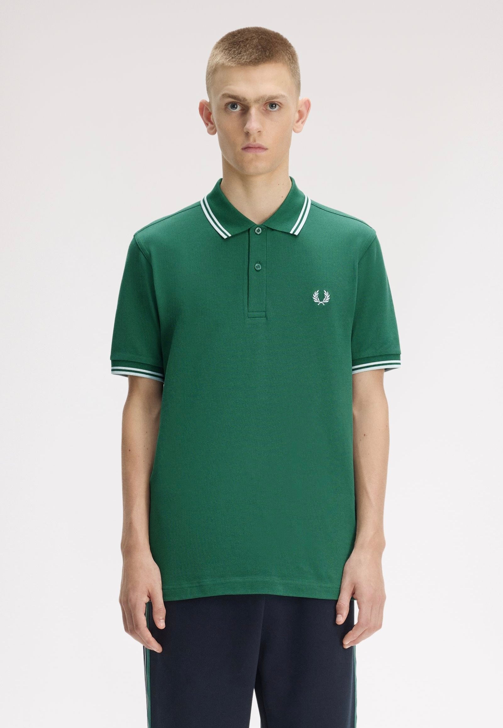 Fred Perry - Twin Tipped Sport Green/Light Ice/Light Ice - Polo | Men-Image