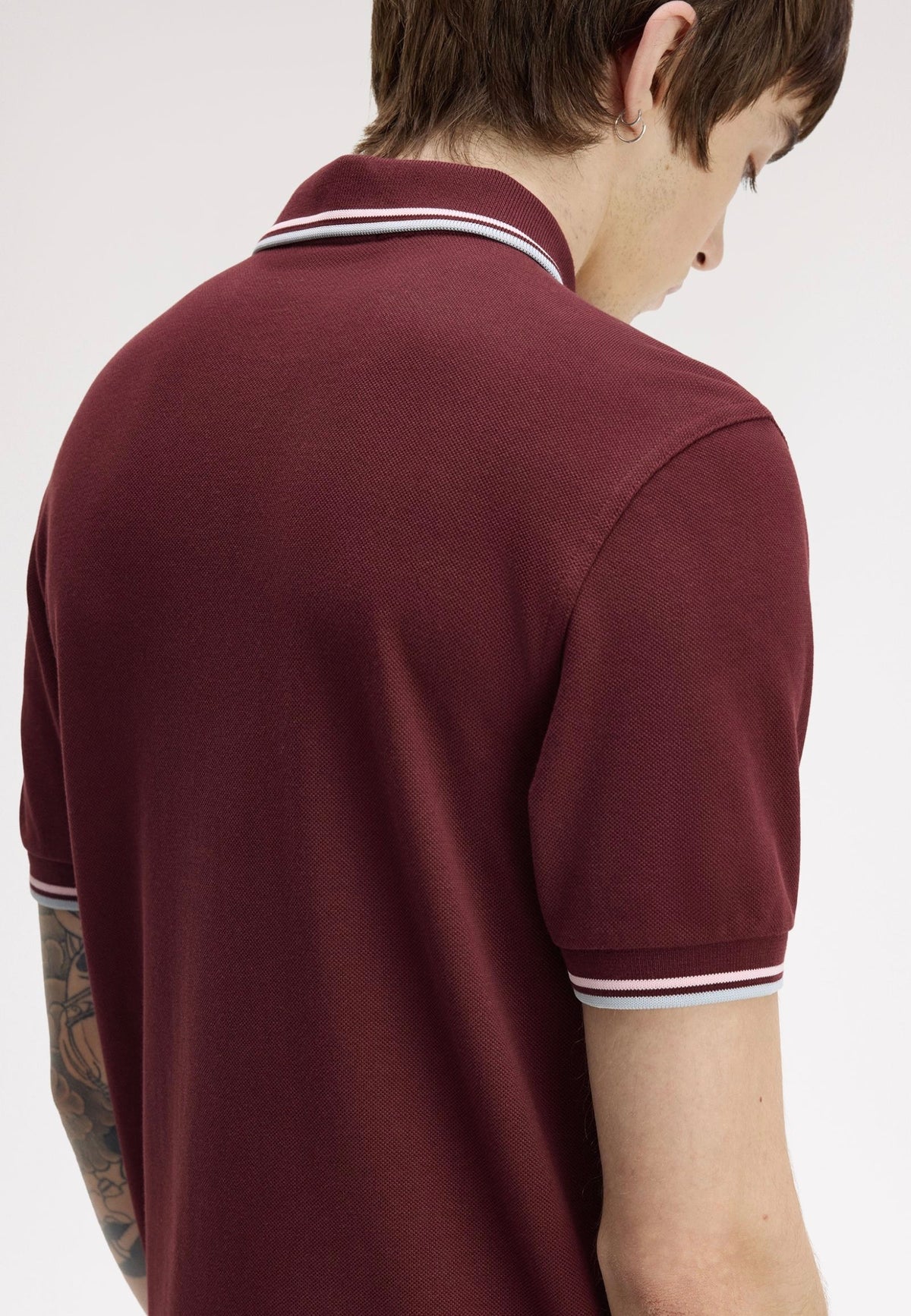 Fred Perry Twin Tipped Oxblood/Iced Pink/Dusky Blue Polo | Men-Image