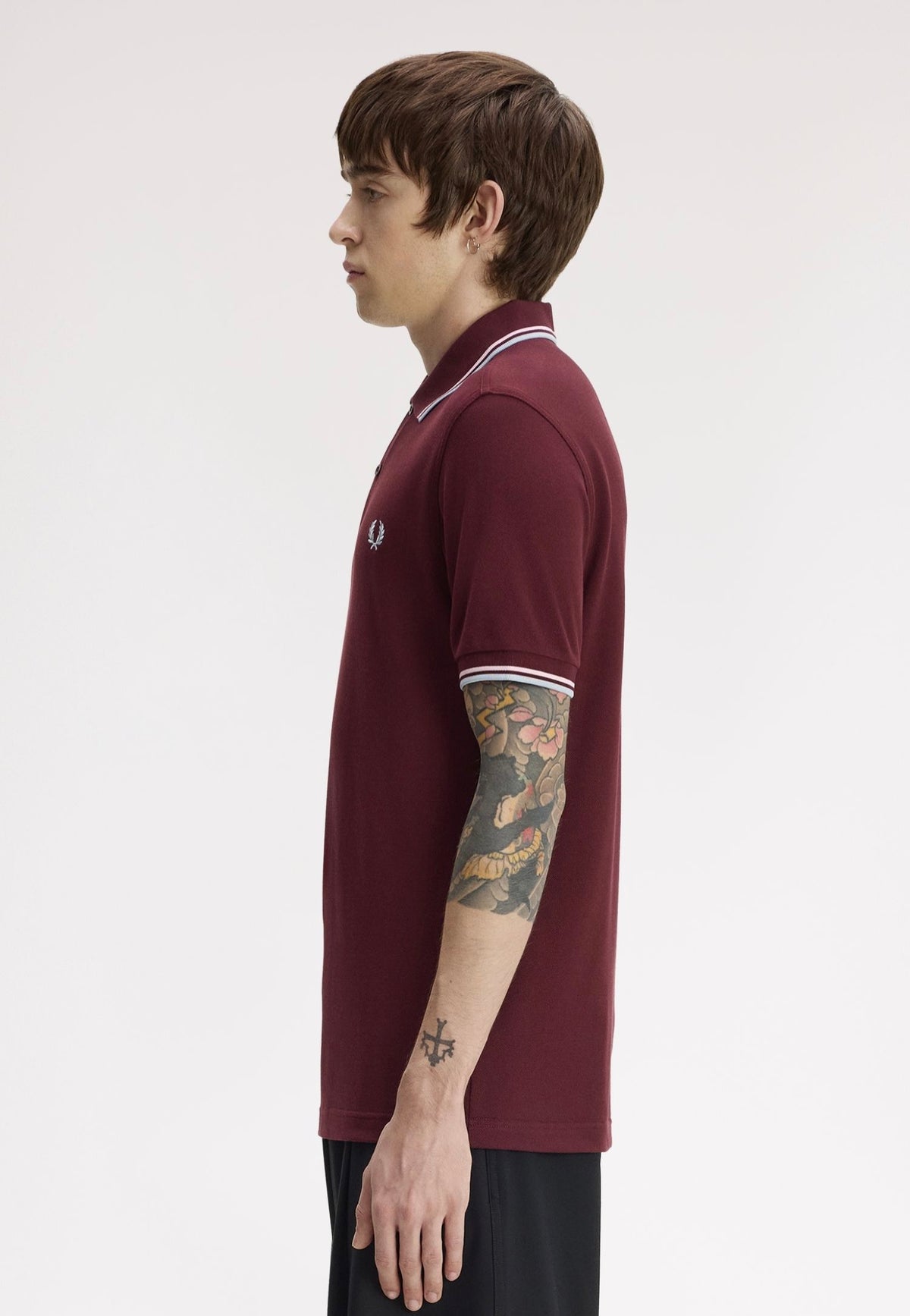 Fred Perry Twin Tipped Oxblood/Iced Pink/Dusky Blue Polo | Men-Image
