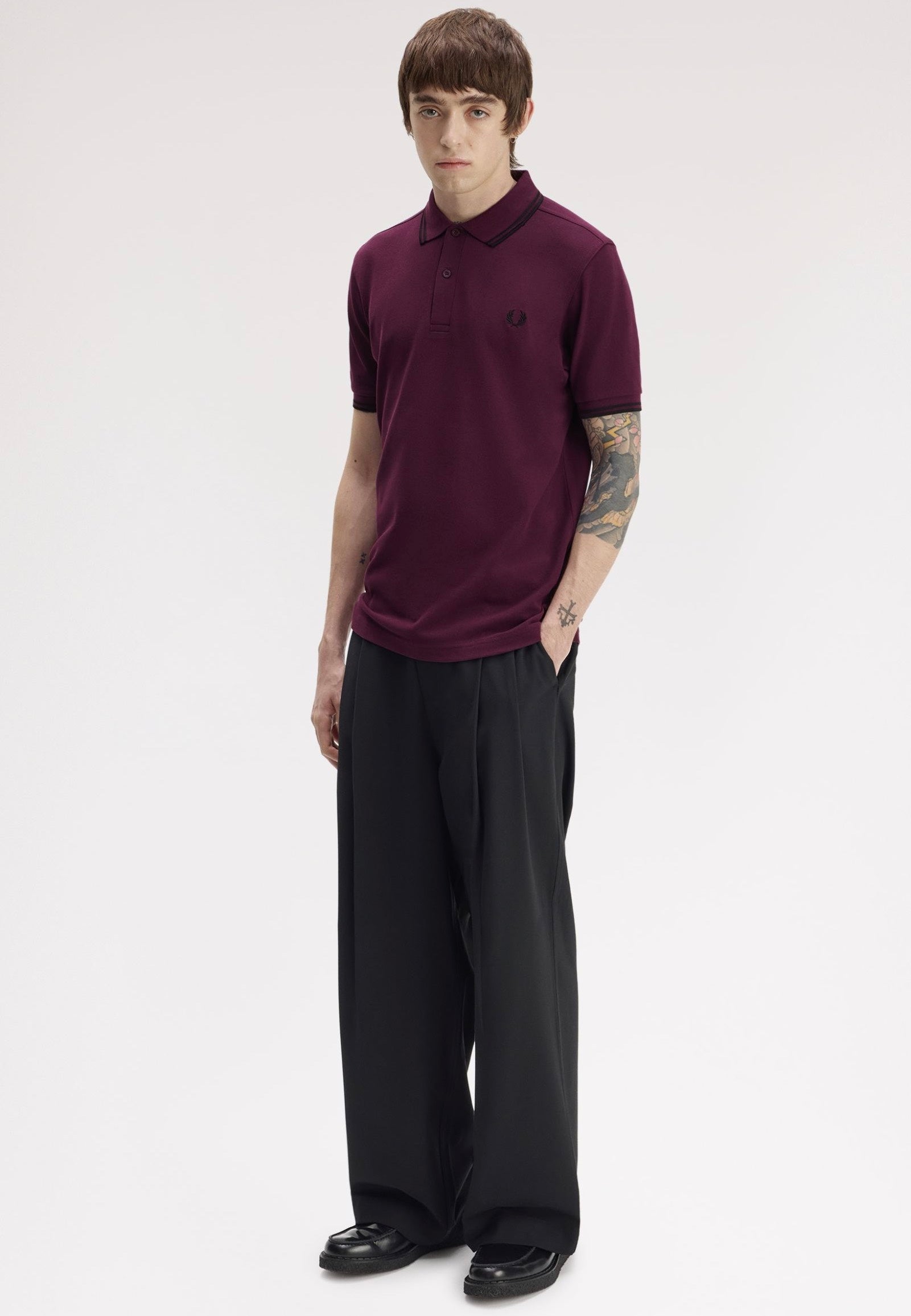 Fred Perry - Twin Tipped Plum/Black/Black - Polo | Men-Image