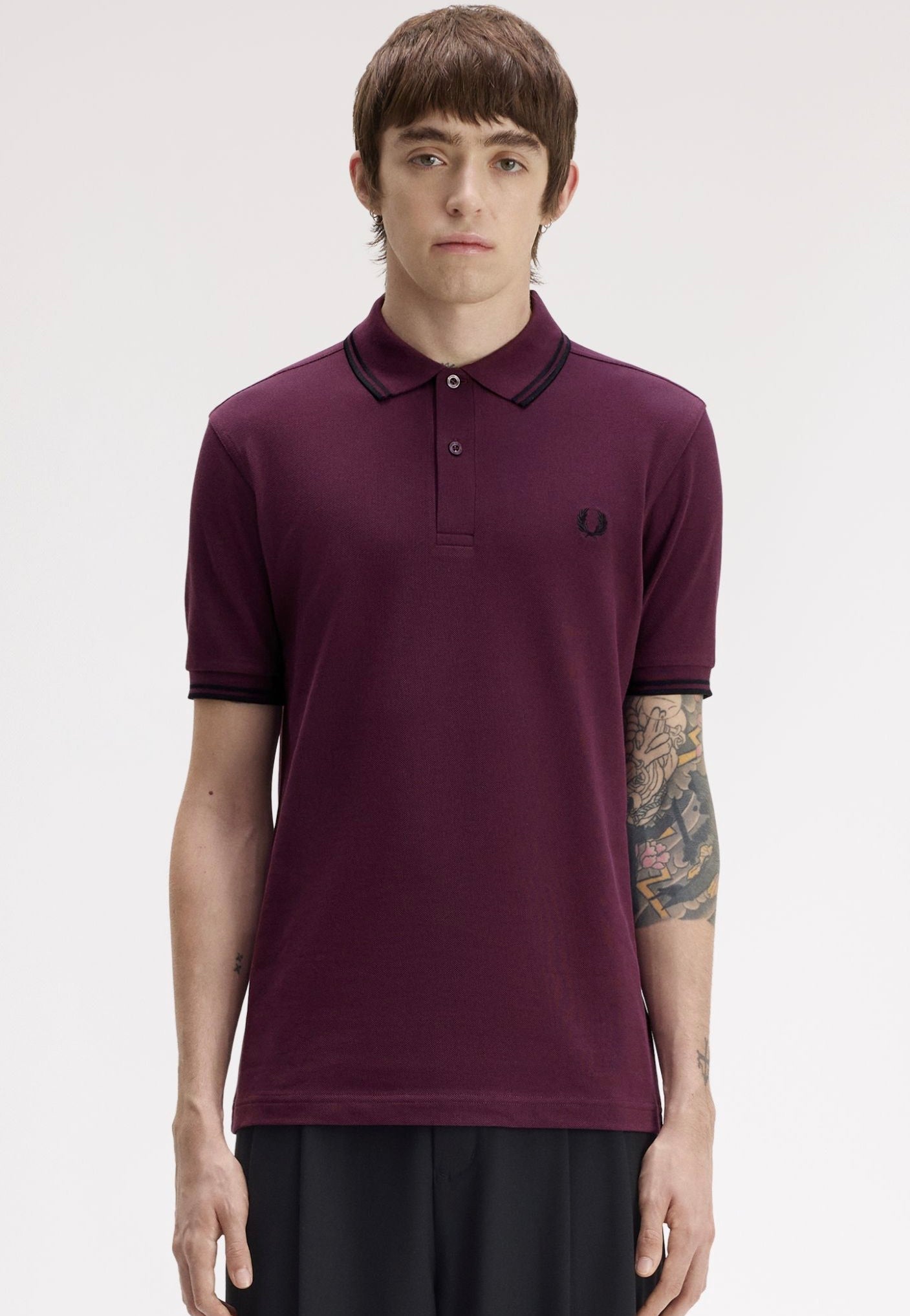 Fred Perry - Twin Tipped Plum/Black/Black - Polo | Men-Image