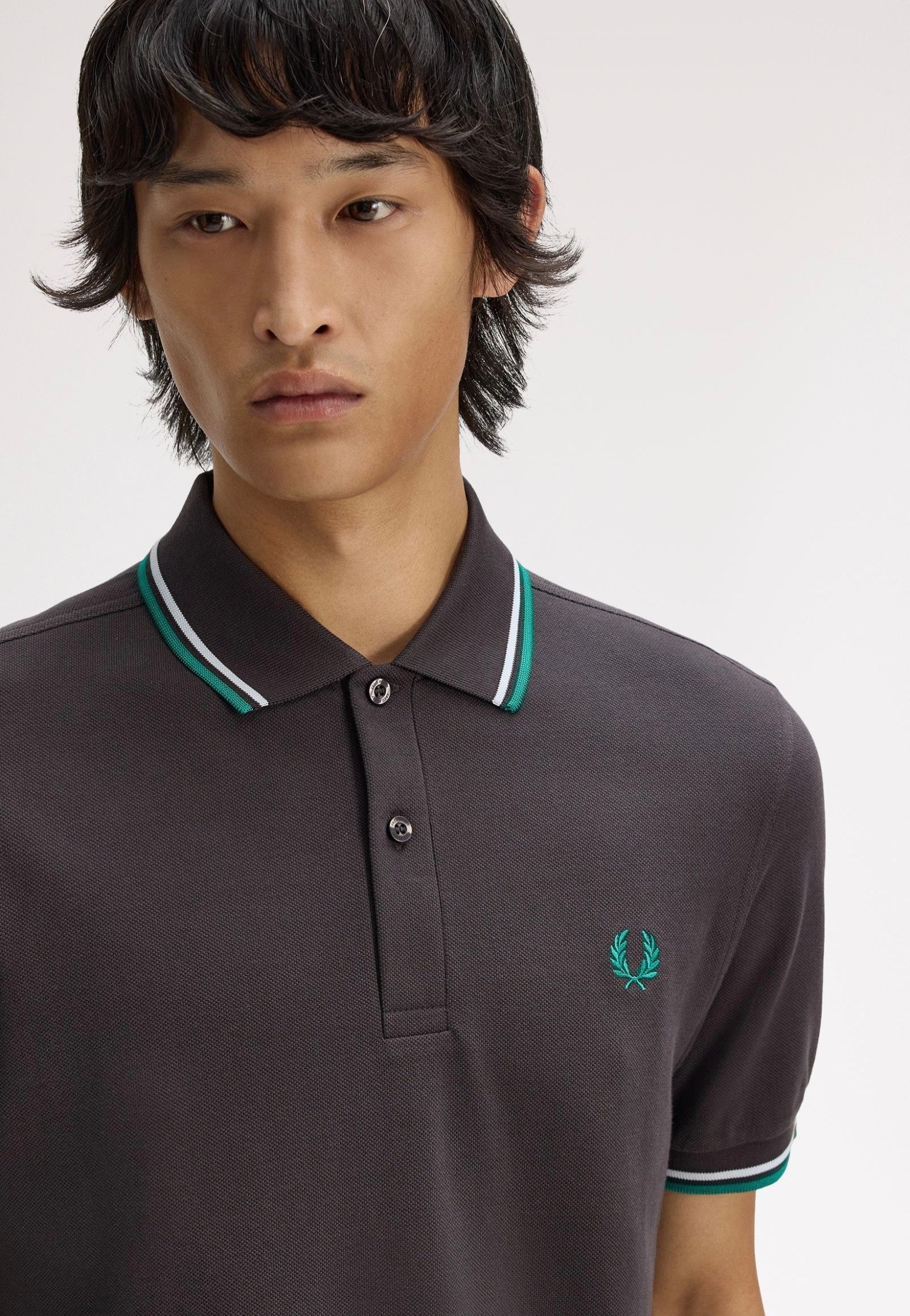 Fred Perry - Twin Tipped Anchor Grey/Light Ice/Sport Green - Polo | Men-Image