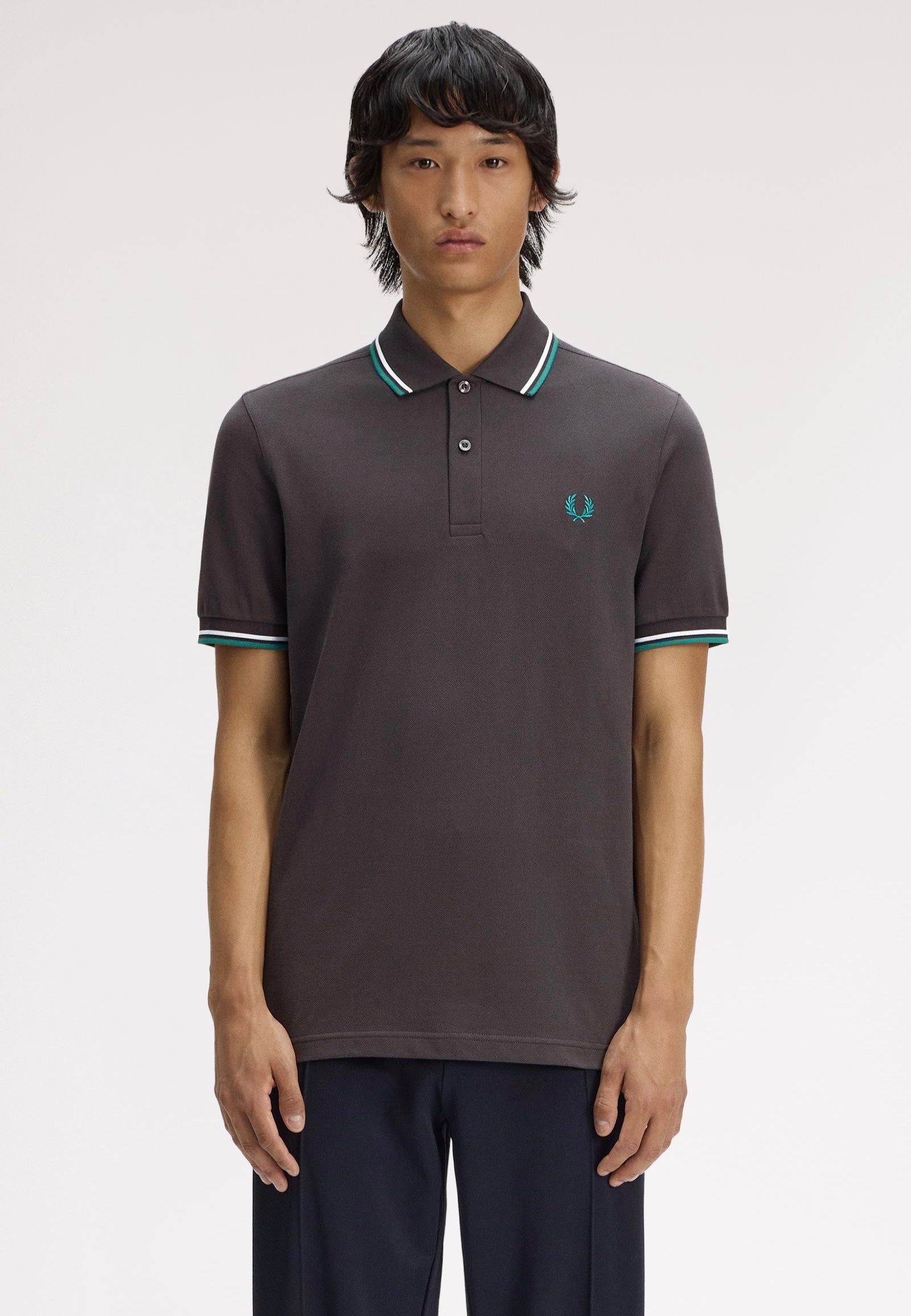 Fred Perry - Twin Tipped Anchor Grey/Light Ice/Sport Green - Polo | Men-Image
