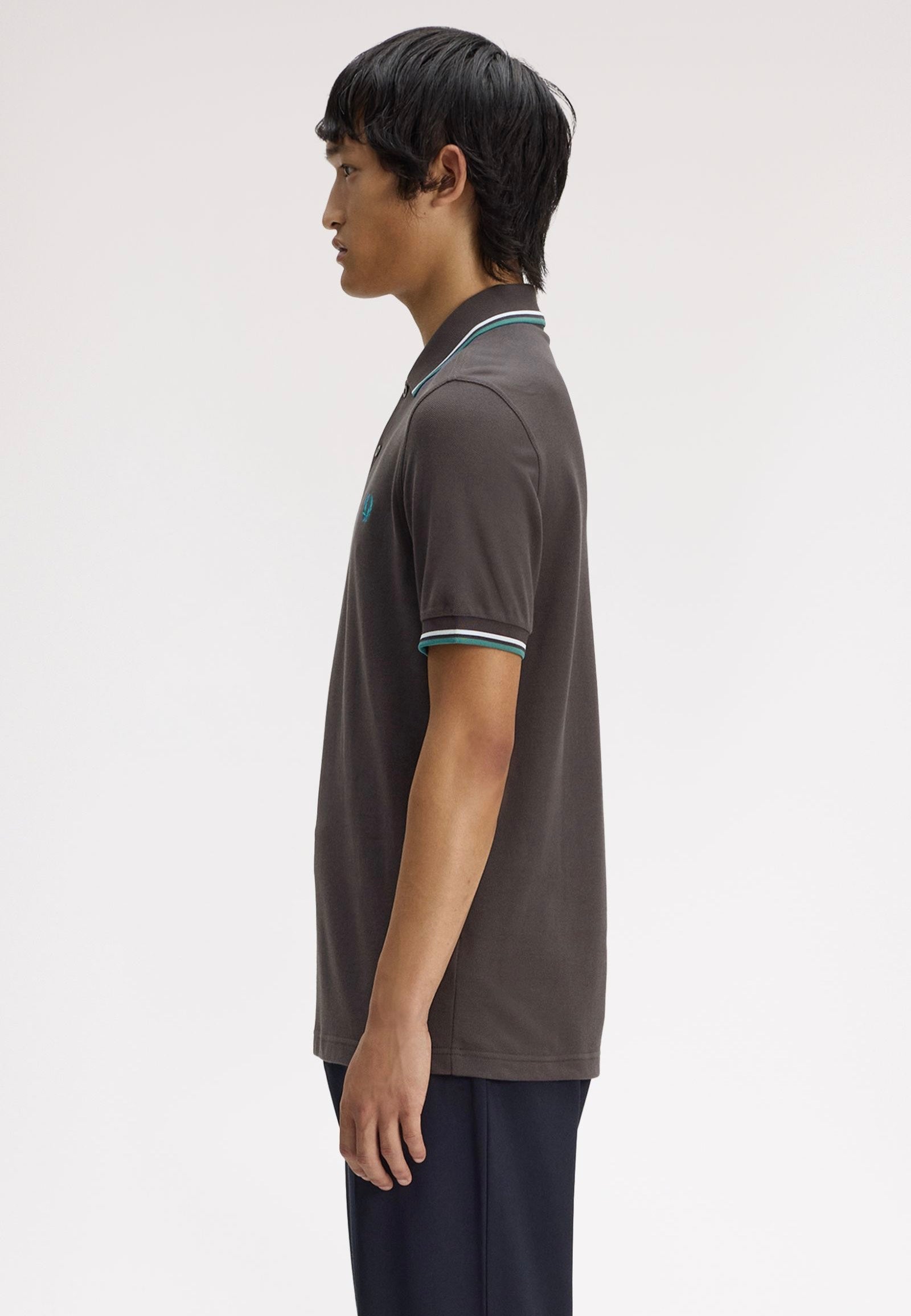Fred Perry - Twin Tipped Anchor Grey/Light Ice/Sport Green - Polo | Men-Image