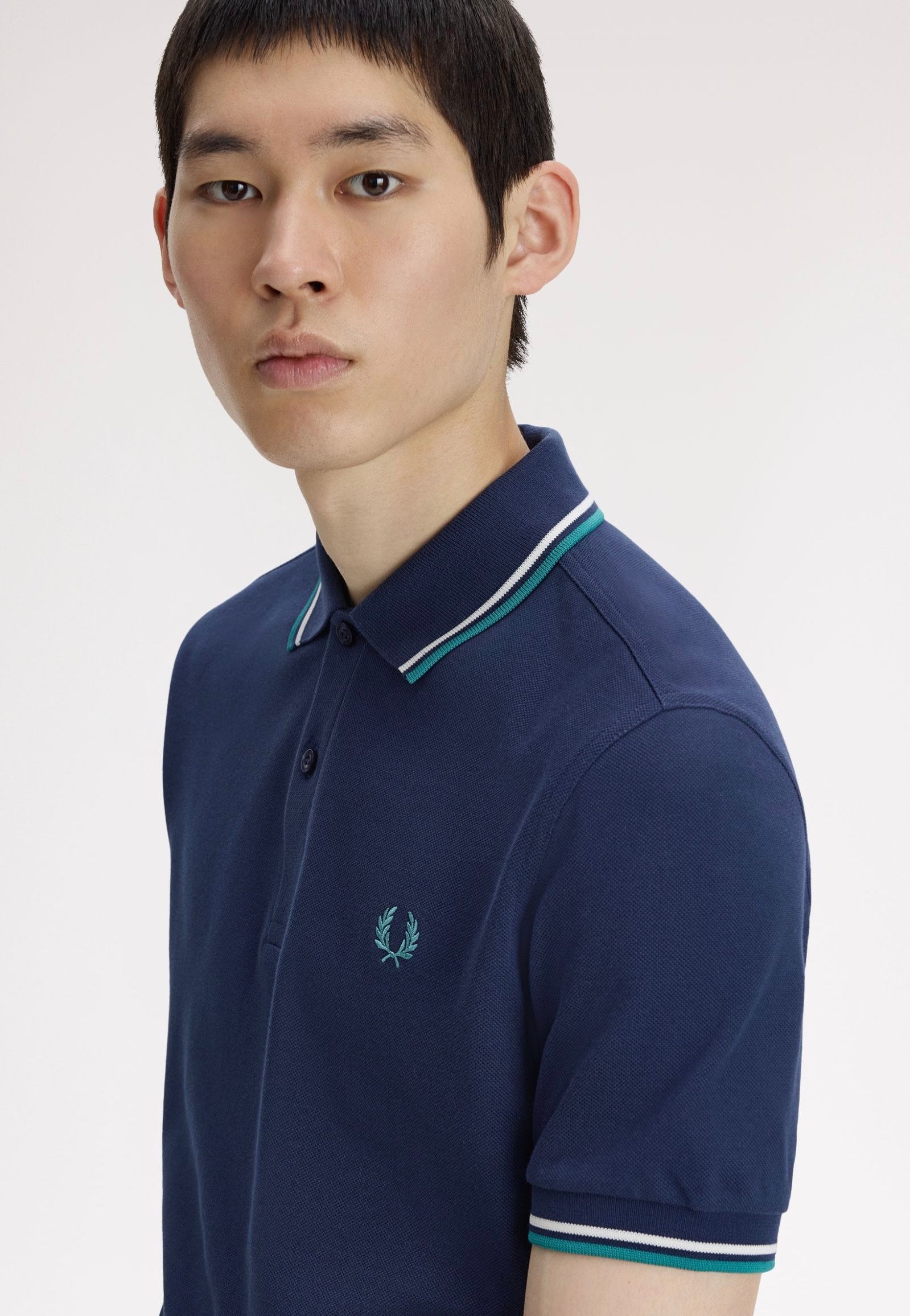 Fred Perry - Twin Tipped Tennis Blue/Snow White/Deep Mint - Polo | Men-Image