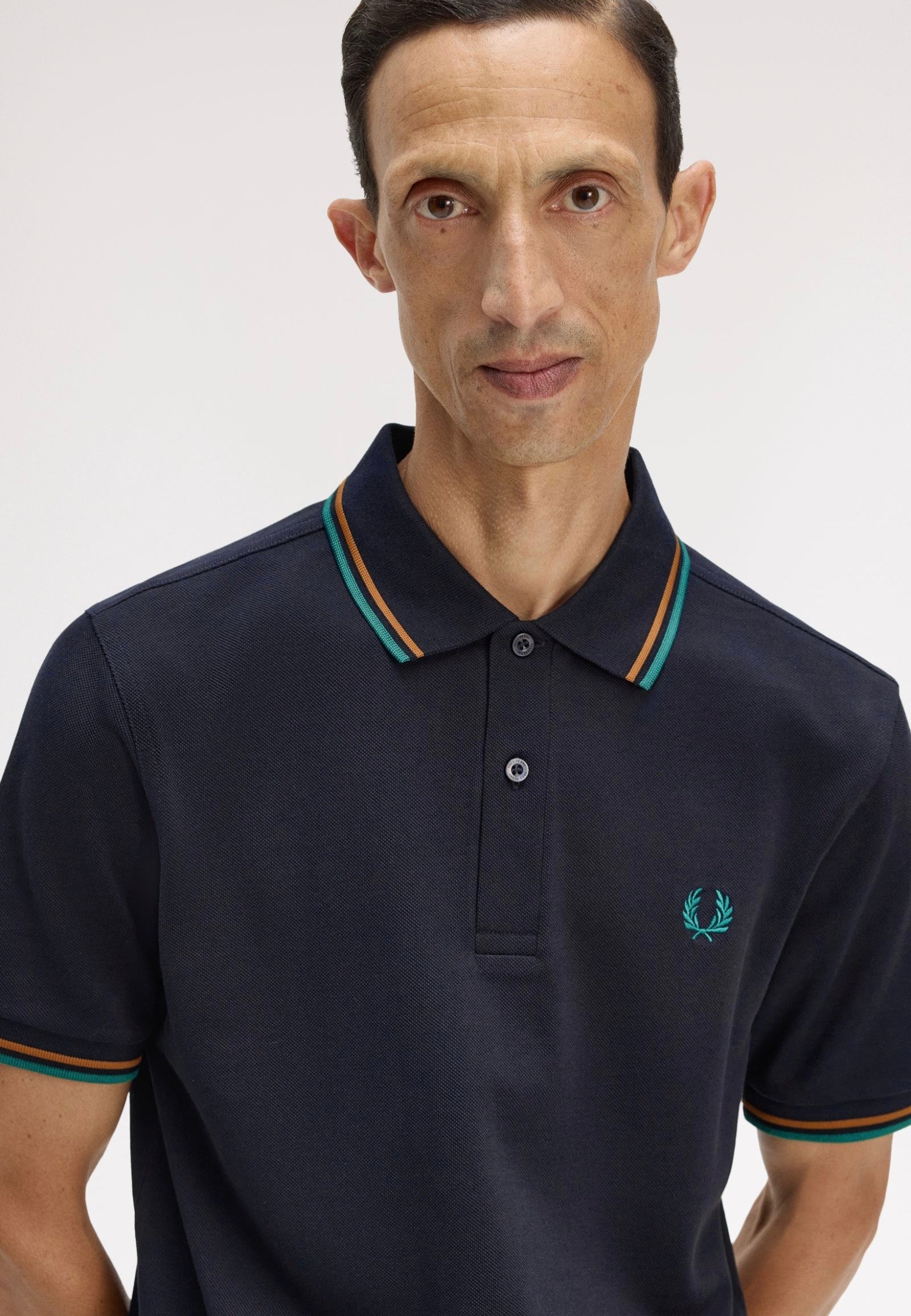 Fred Perry - Twin Tipped Navy/Dark Caramel/Sport Green - Polo | Men-Image