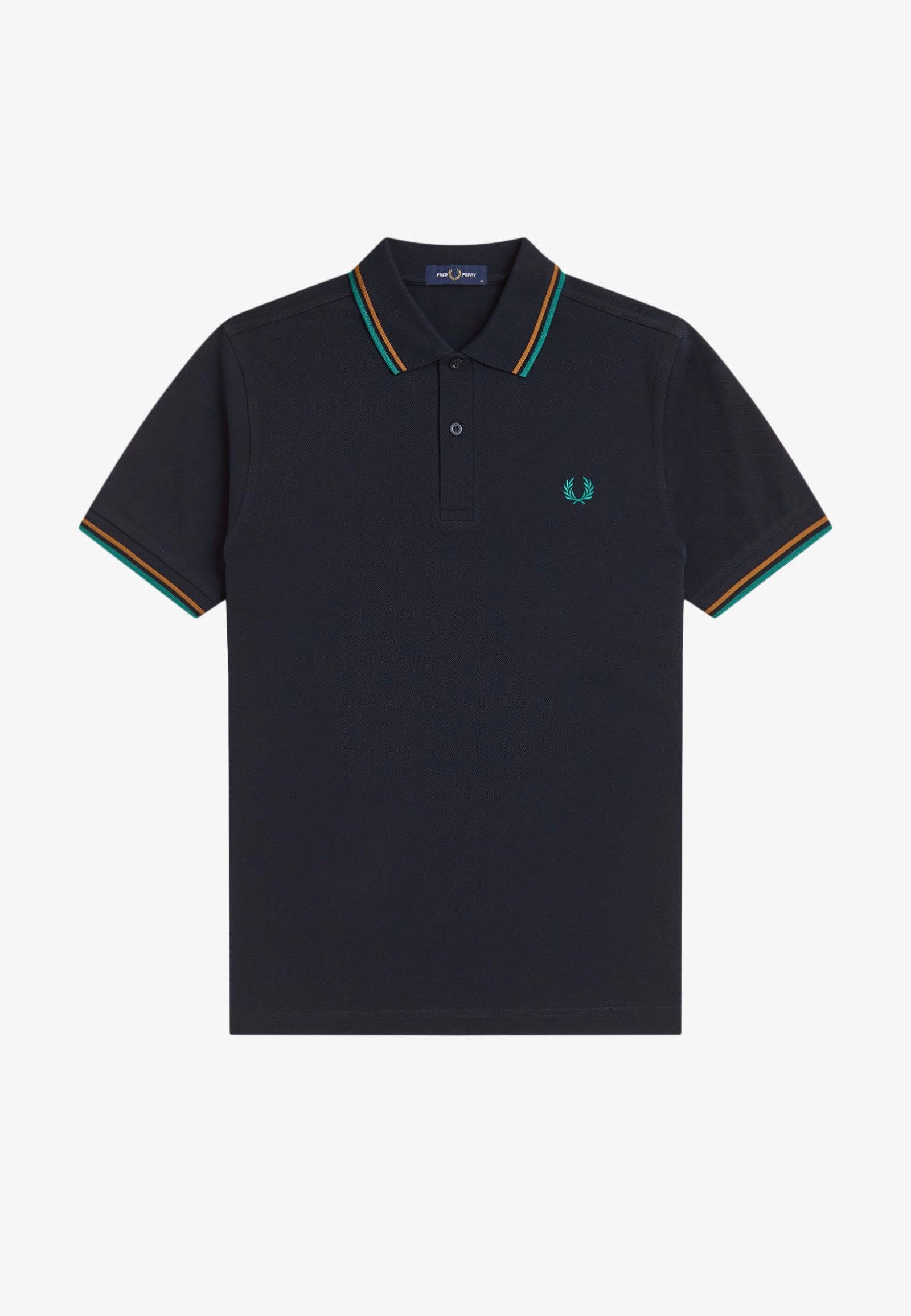 Fred Perry - Twin Tipped Navy/Dark Caramel/Sport Green - Polo | Men-Image