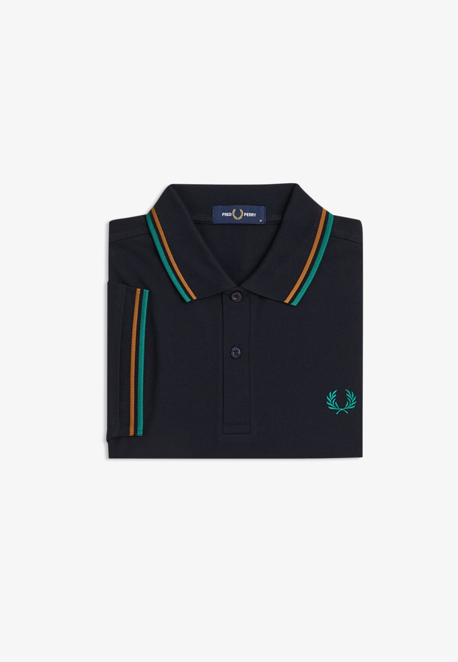 Fred Perry - Twin Tipped Navy/Dark Caramel/Sport Green - Polo | Men-Image
