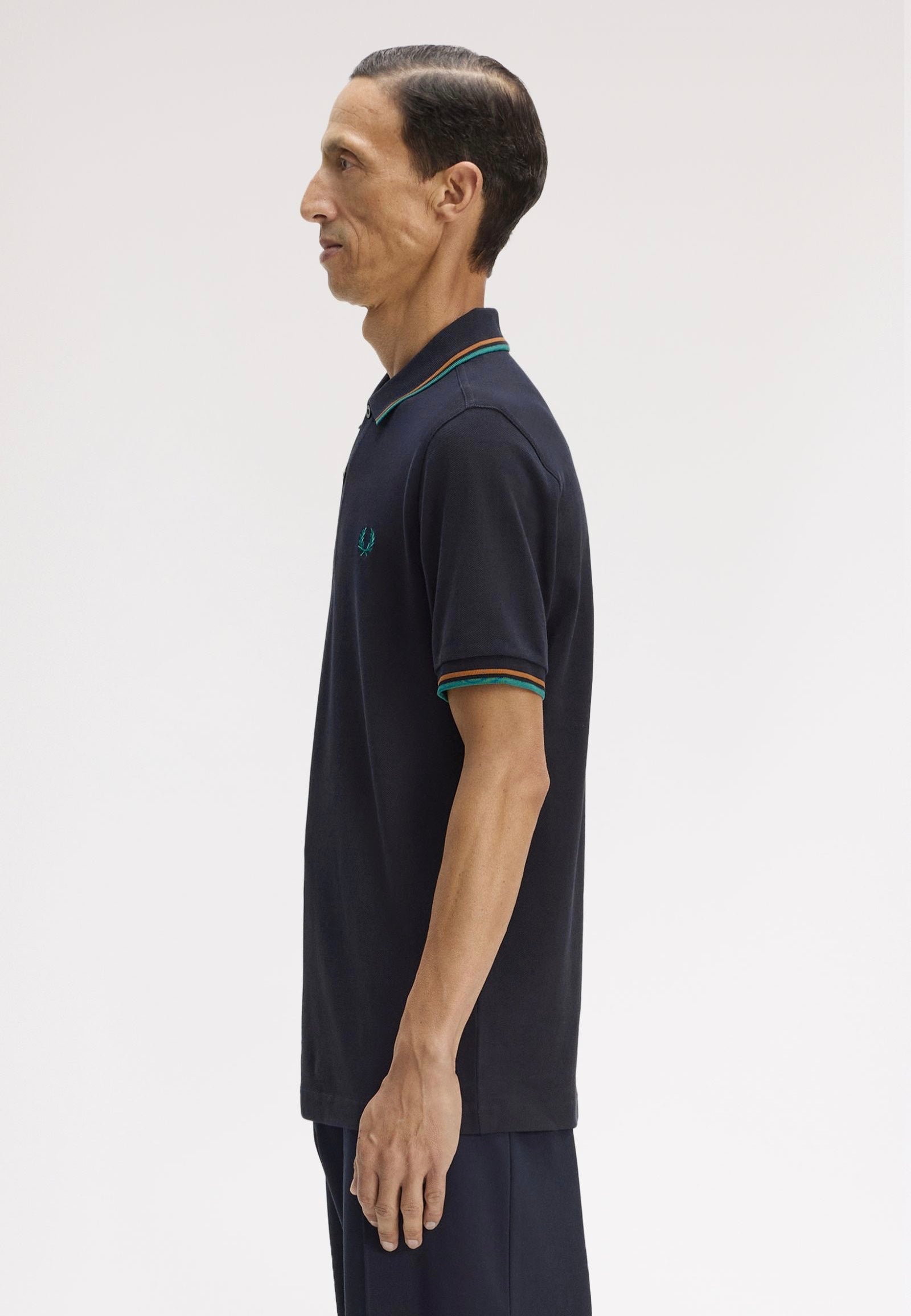 Fred Perry - Twin Tipped Navy/Dark Caramel/Sport Green - Polo | Men-Image