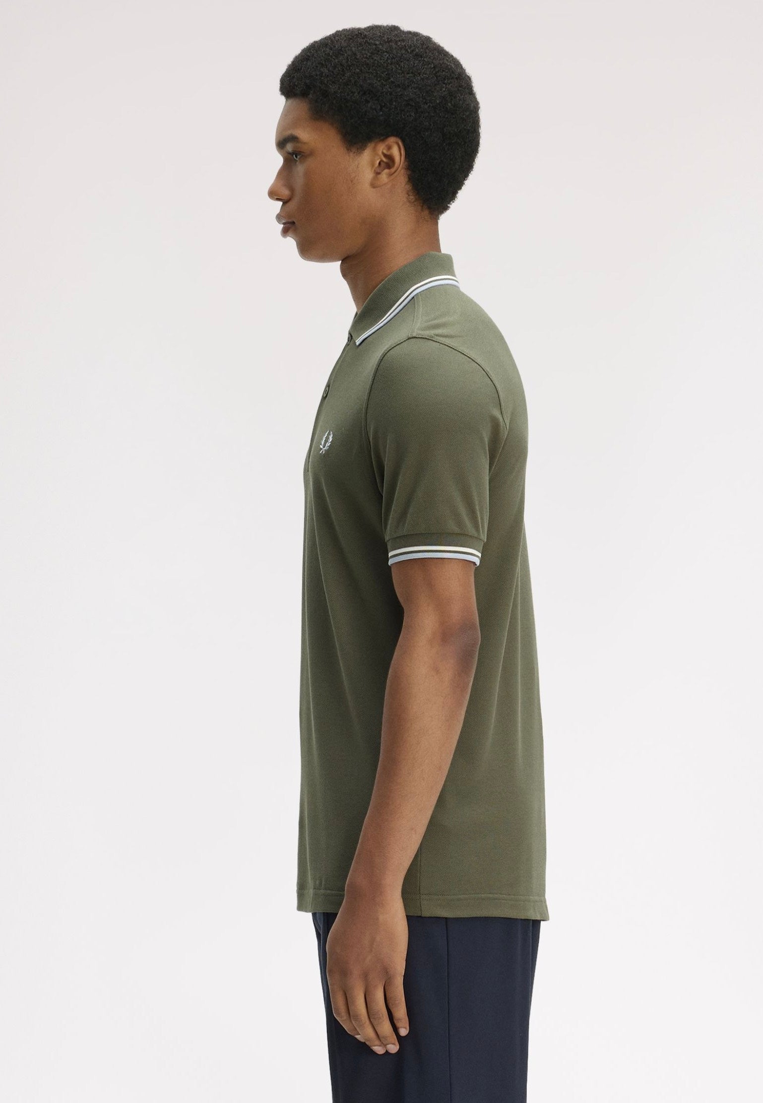 Fred Perry - Twin Tipped Laurel Wreath Green/Ecru/Dusky Blue - Polo | Men-Image