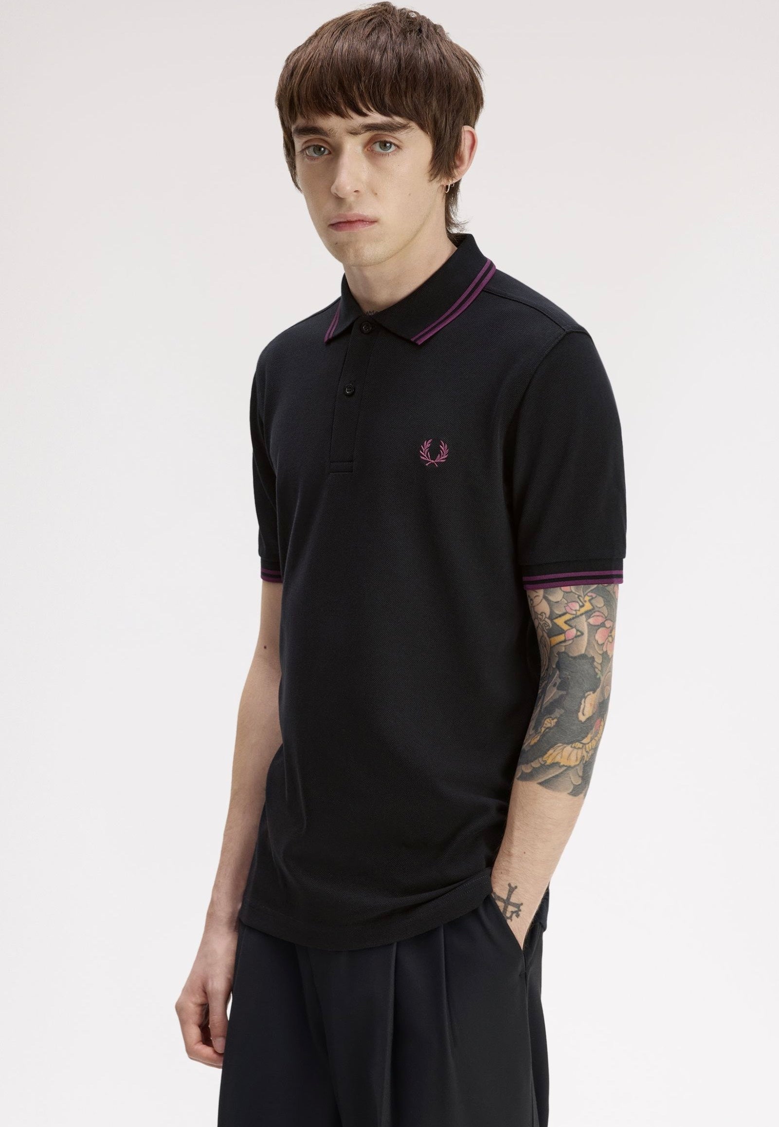 Fred Perry - Twin Tipped Black/Plum/Plum - Polo | Men-Image