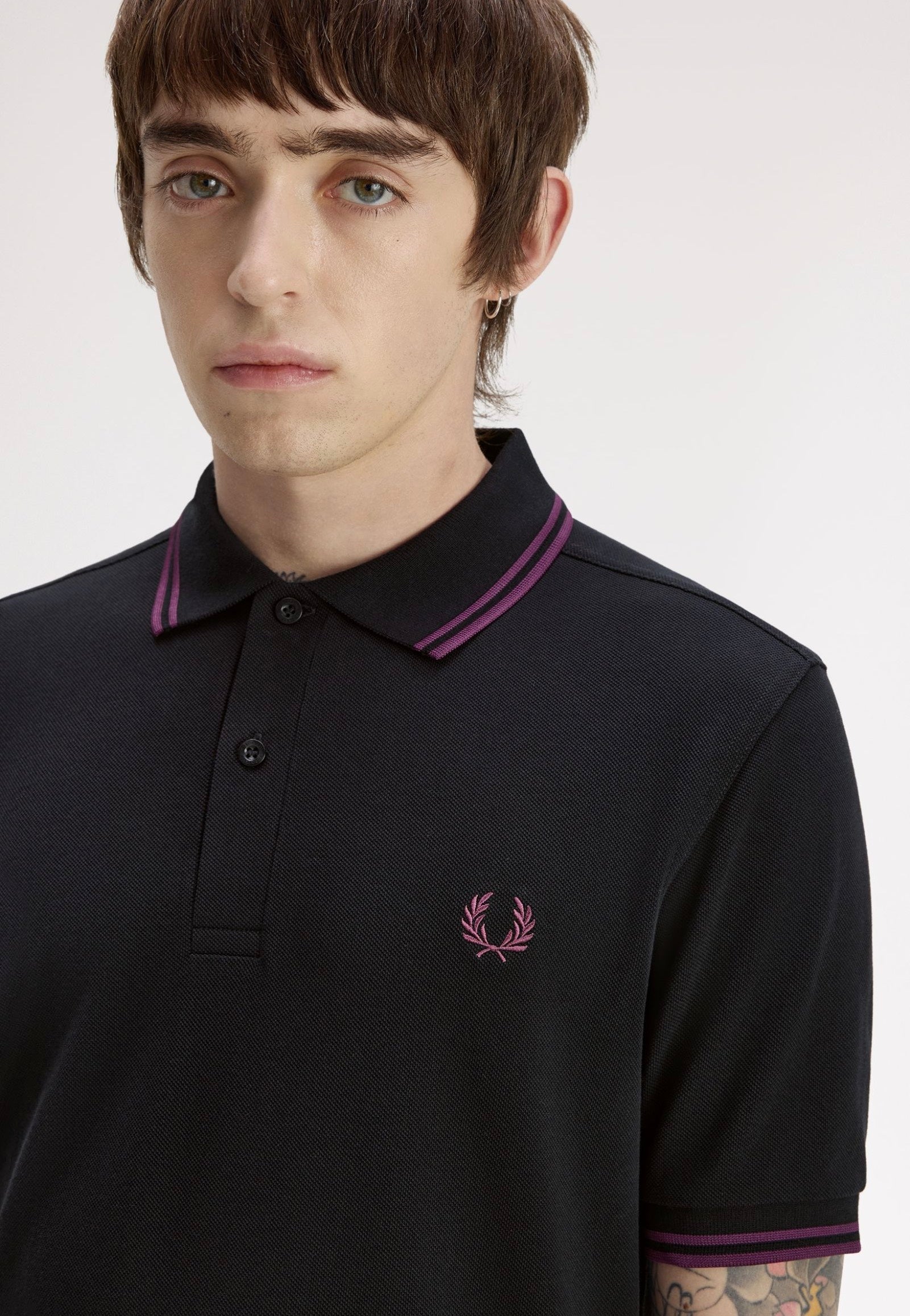 Fred Perry - Twin Tipped Black/Plum/Plum - Polo | Men-Image