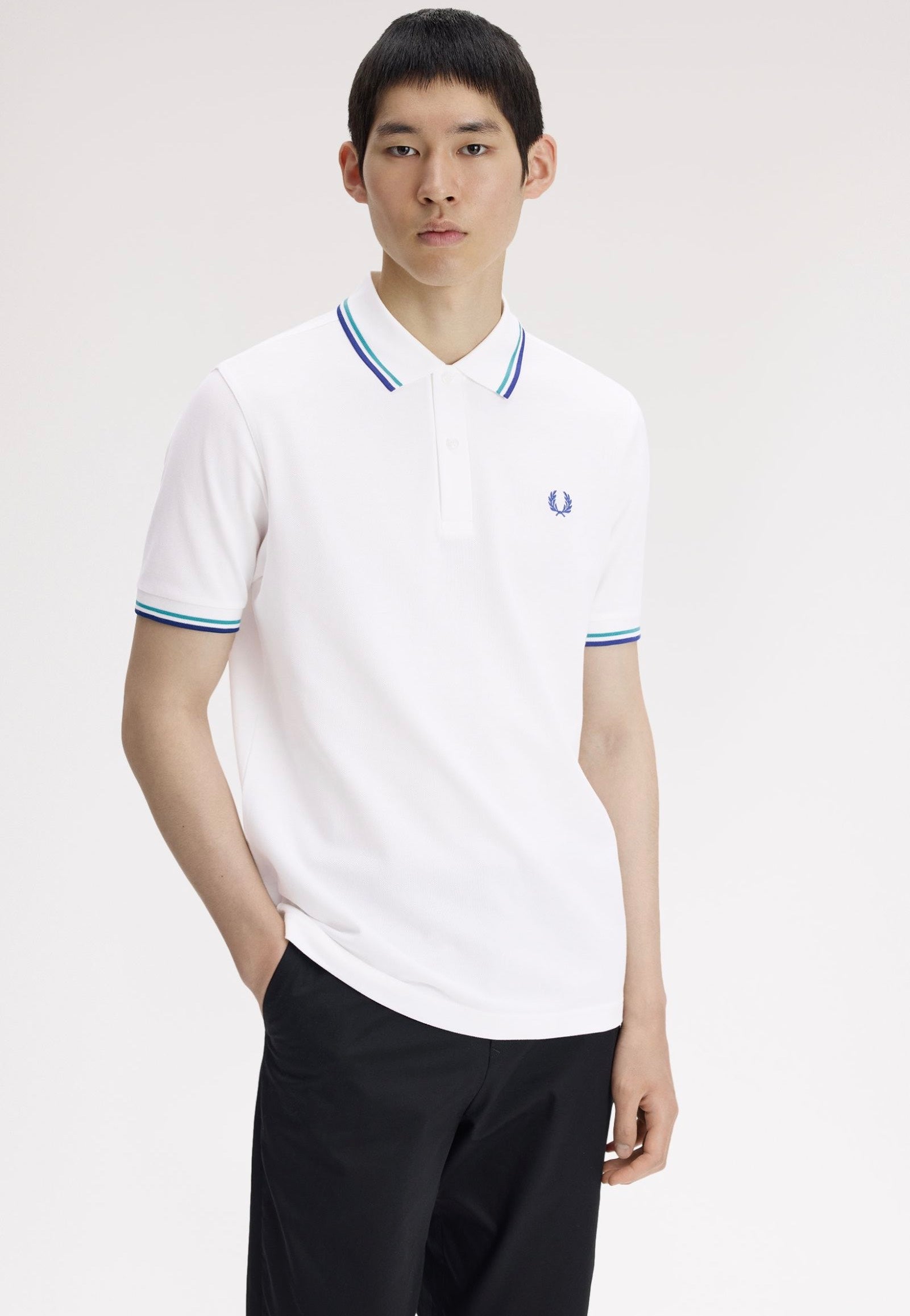 Fred Perry - Twin Tipped Snow White/Deep Mint/Soho Eclipse - Polo | Men-Image