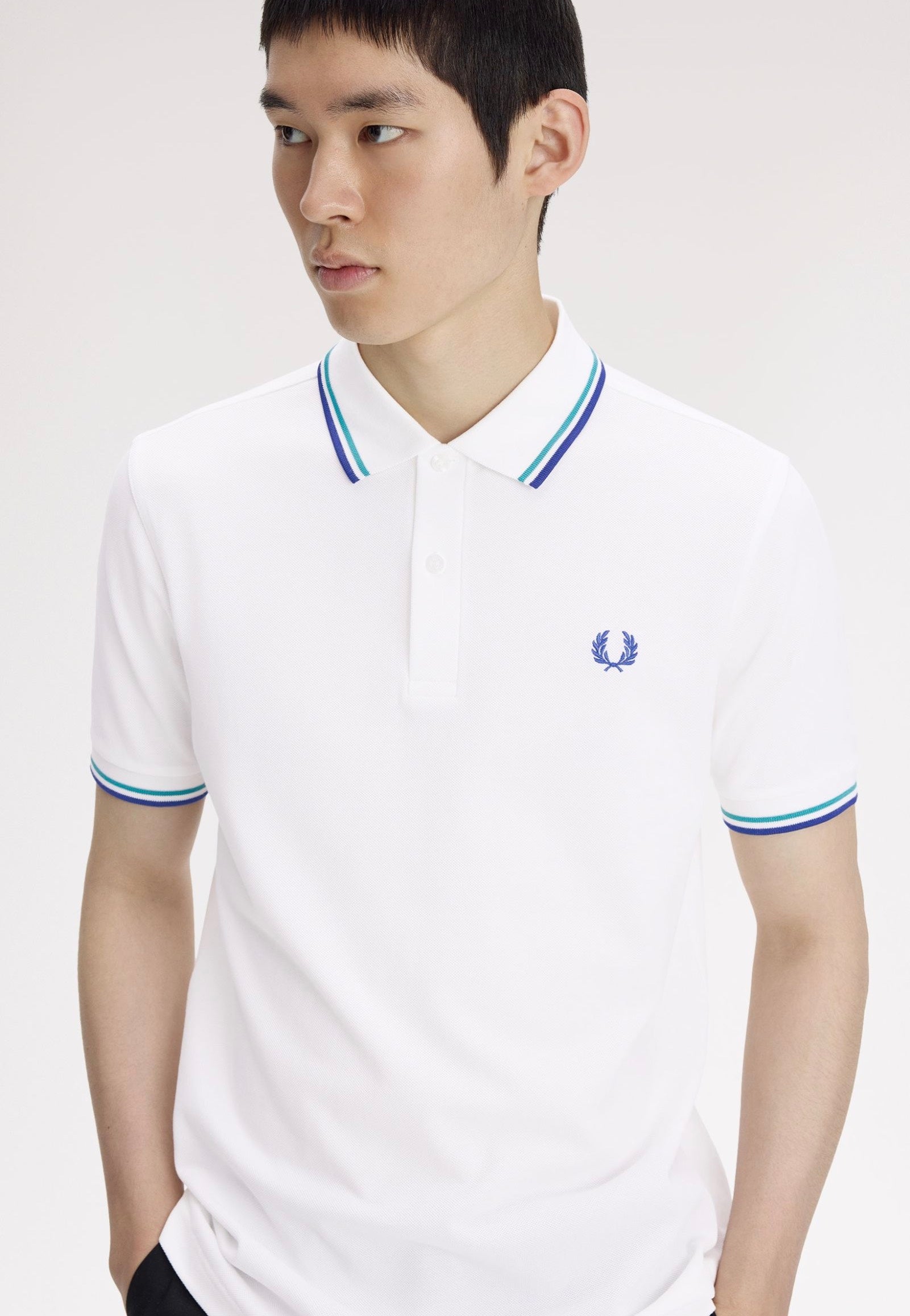 Fred Perry - Twin Tipped Snow White/Deep Mint/Soho Eclipse - Polo | Men-Image