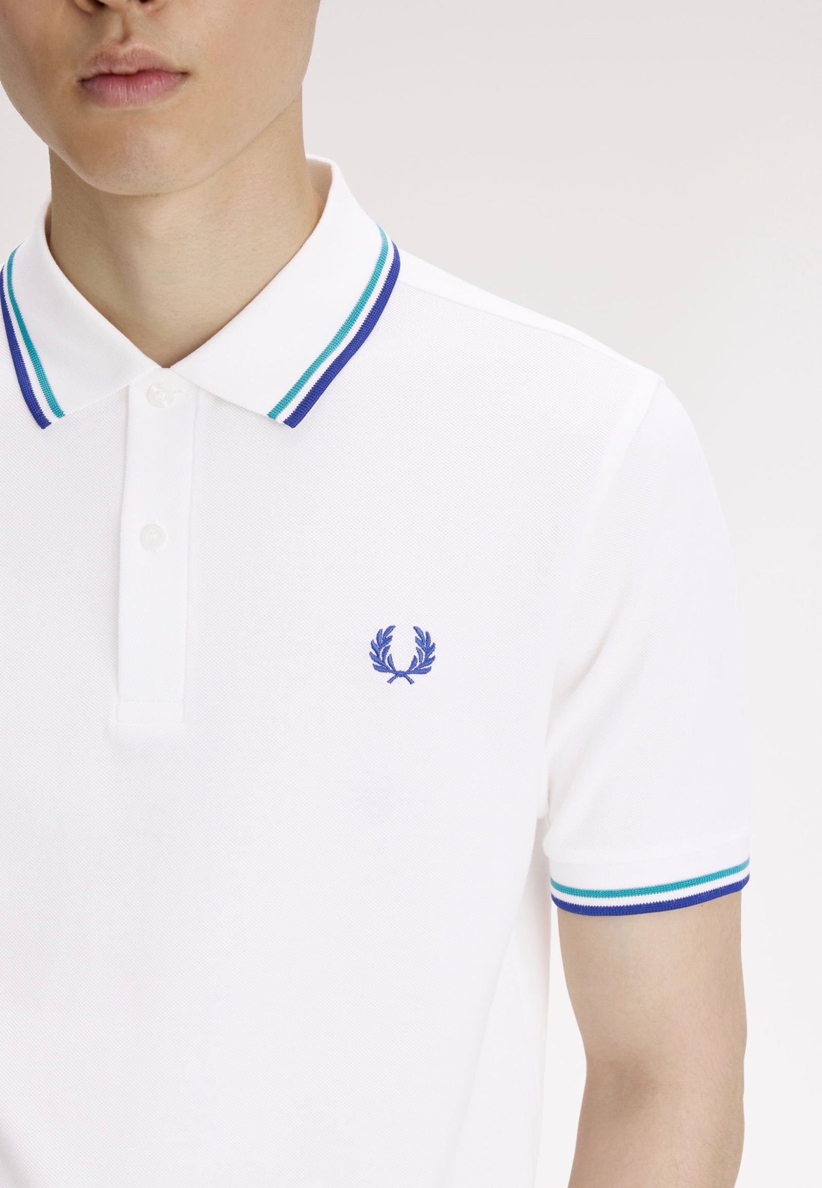 Fred Perry - Twin Tipped Snow White/Deep Mint/Soho Eclipse - Polo | Men-Image