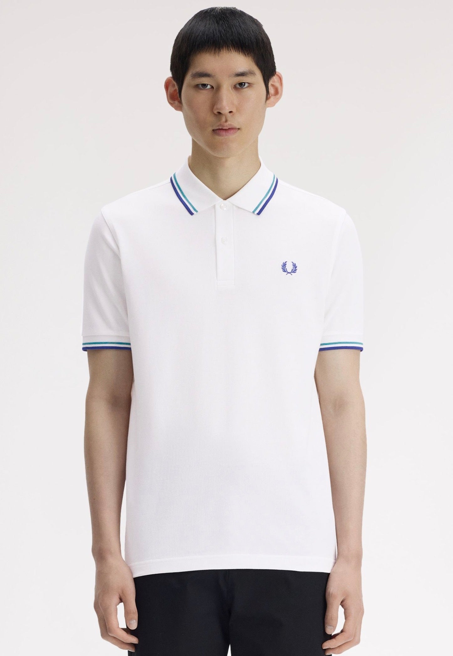 Fred Perry - Twin Tipped Snow White/Deep Mint/Soho Eclipse - Polo | Men-Image
