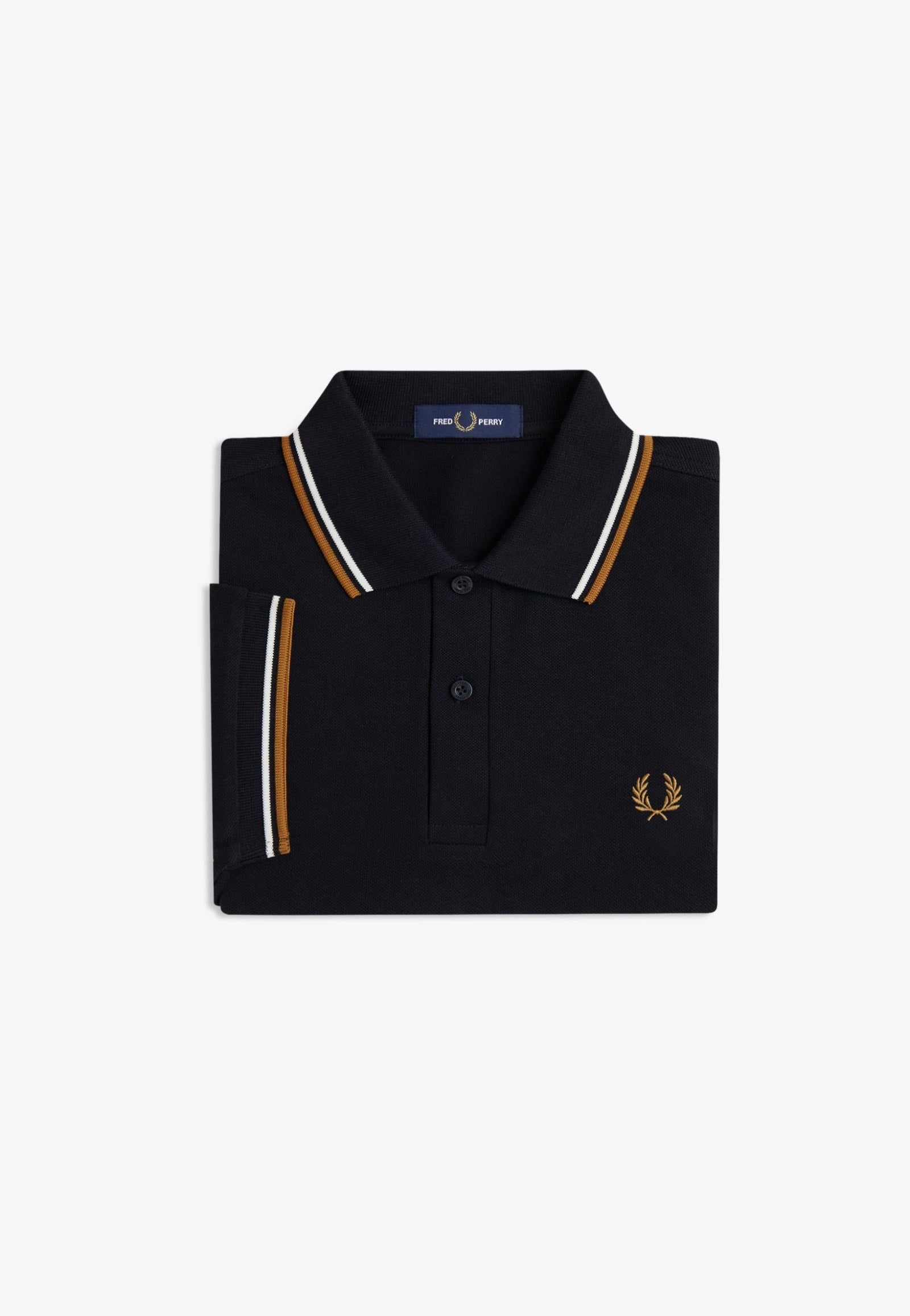Fred Perry - Twin Tipped Black/Ecru/Dark Caramel - Polo | Men-Image