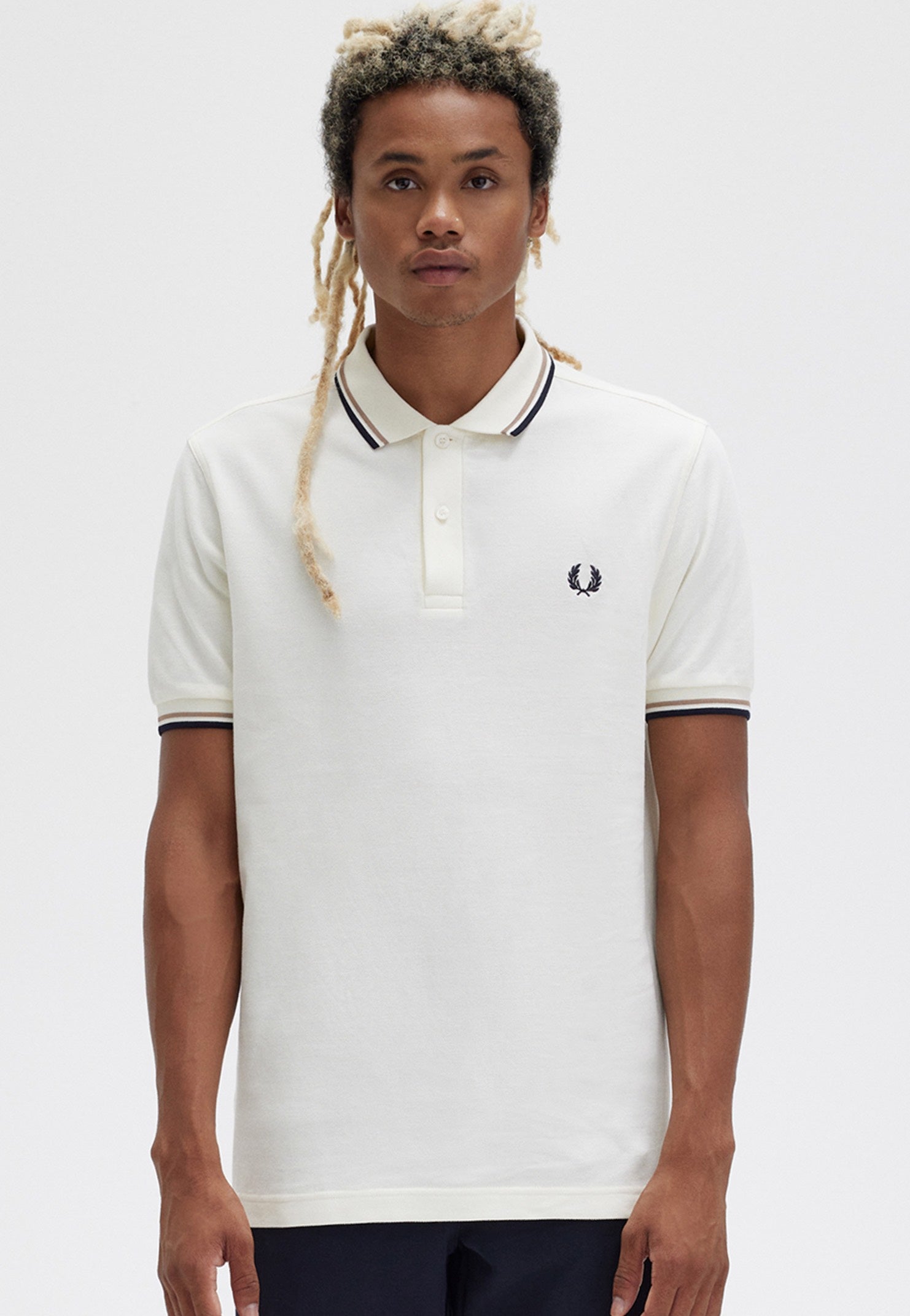 Fred Perry - Twin Tipped Ecru/Warm Stone/Navy - Polo | Men-Image