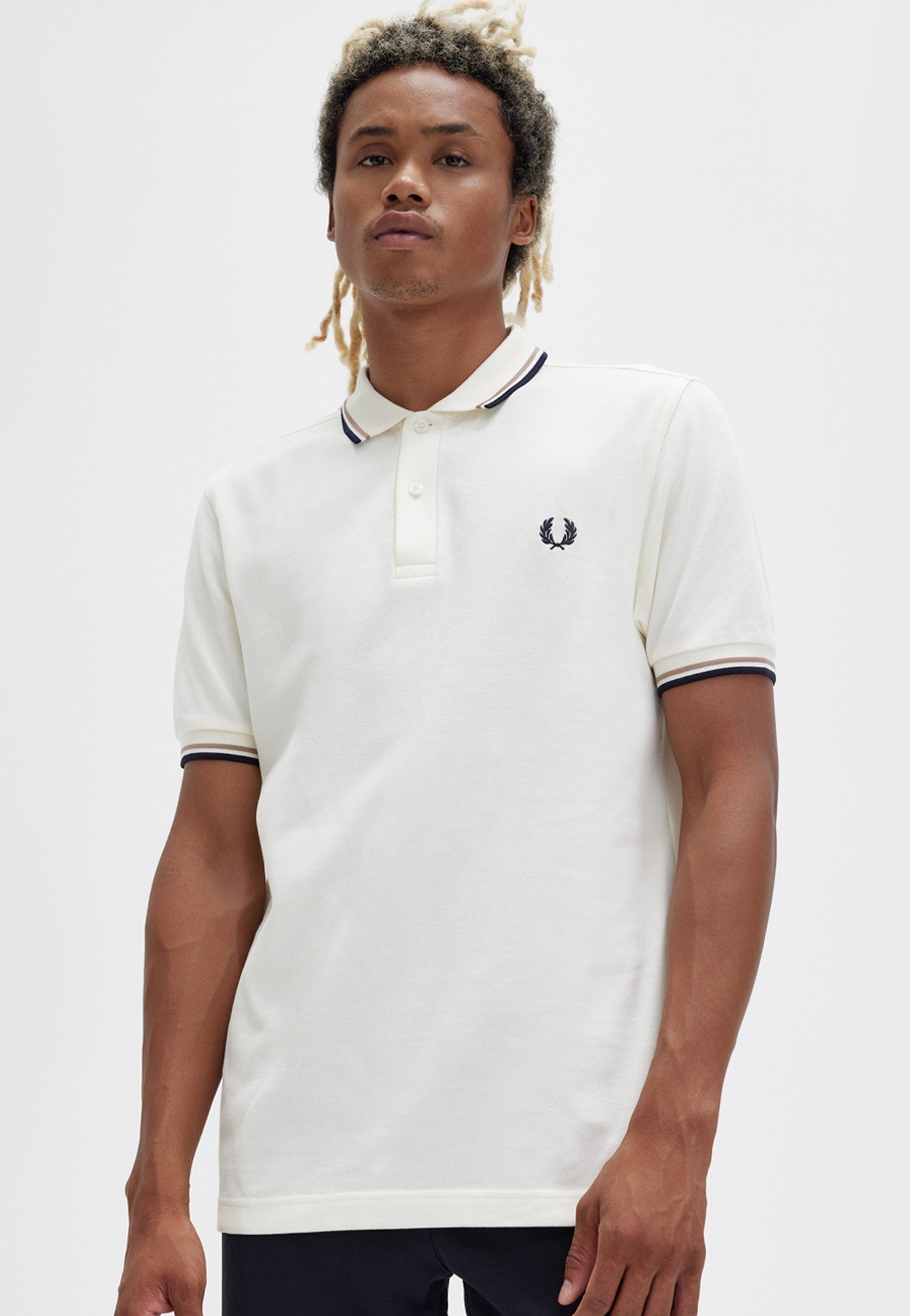 Fred Perry - Twin Tipped Ecru/Warm Stone/Navy - Polo | Men-Image
