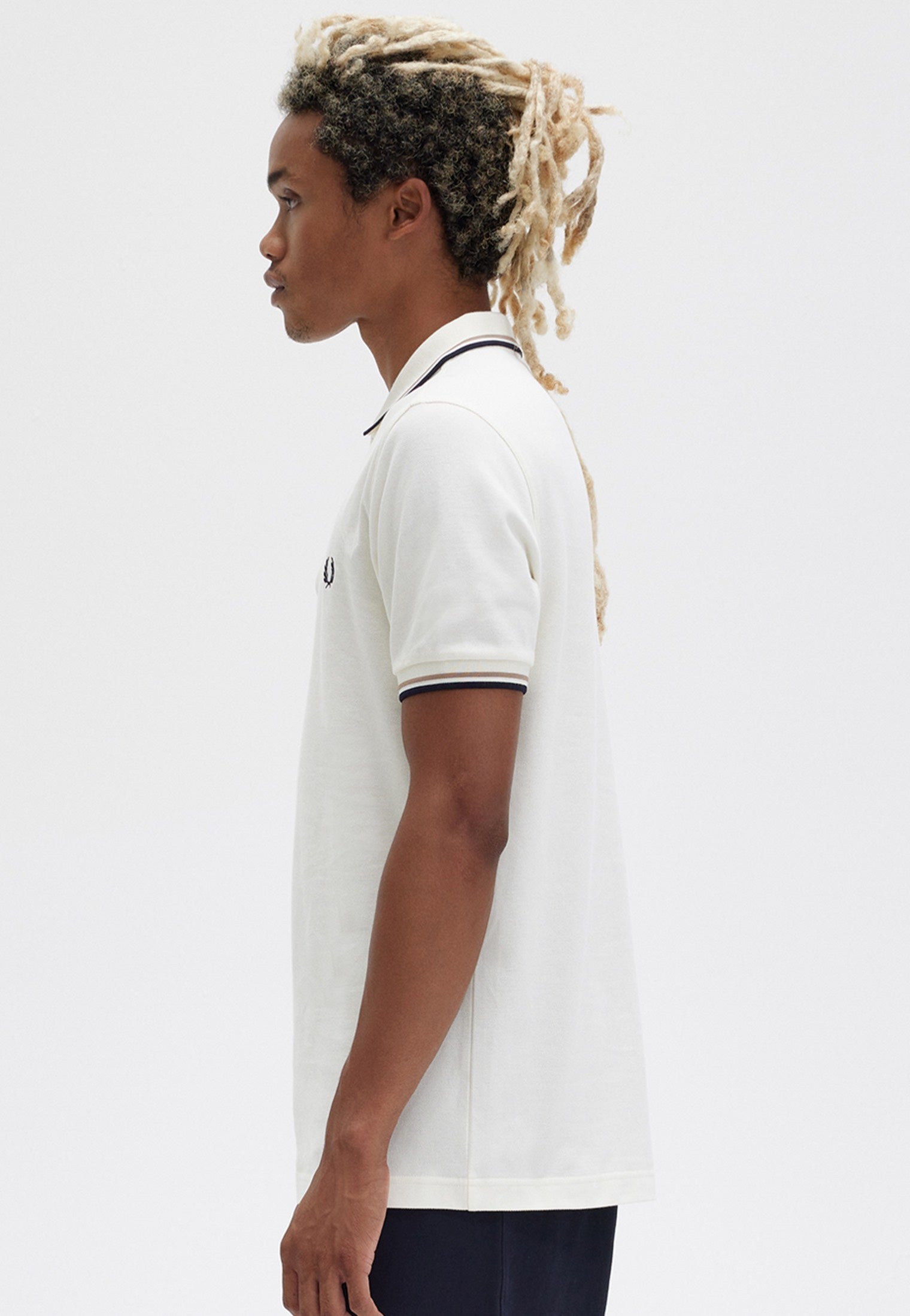 Fred Perry - Twin Tipped Ecru/Warm Stone/Navy - Polo | Men-Image