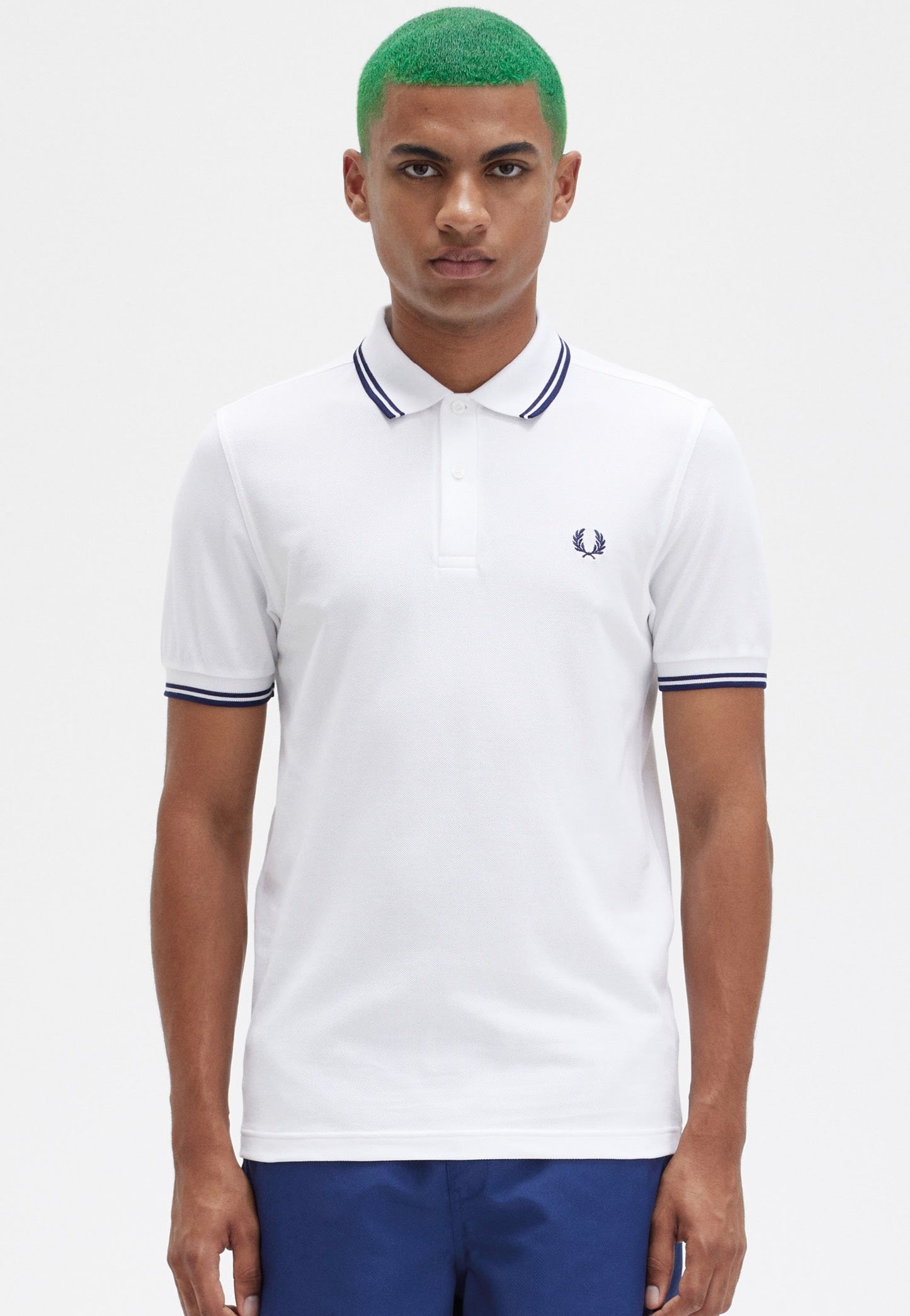 Fred Perry - Twin Tipped White/French Navy - Polo | Men-Image