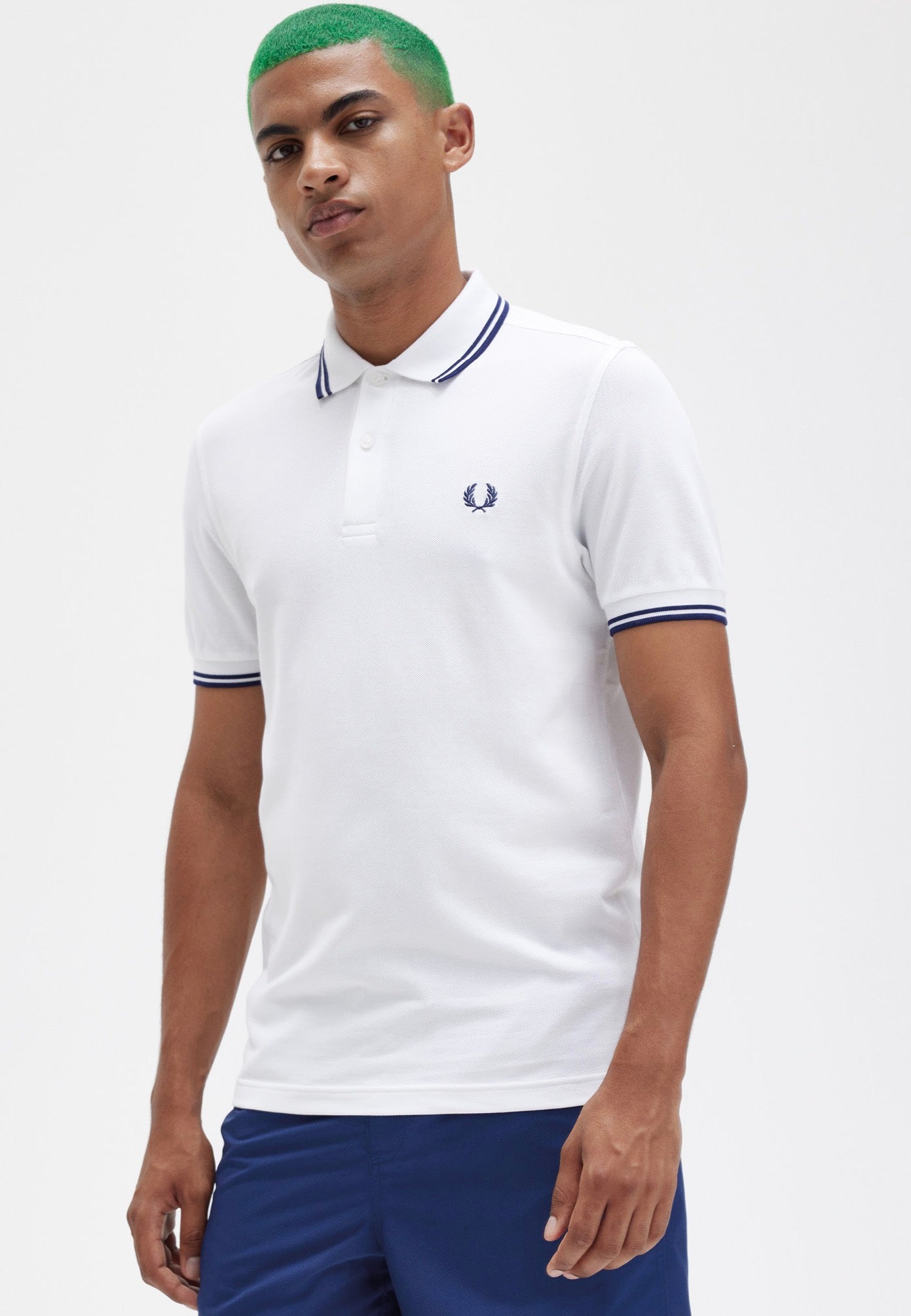 Fred Perry - Twin Tipped White/French Navy - Polo | Men-Image