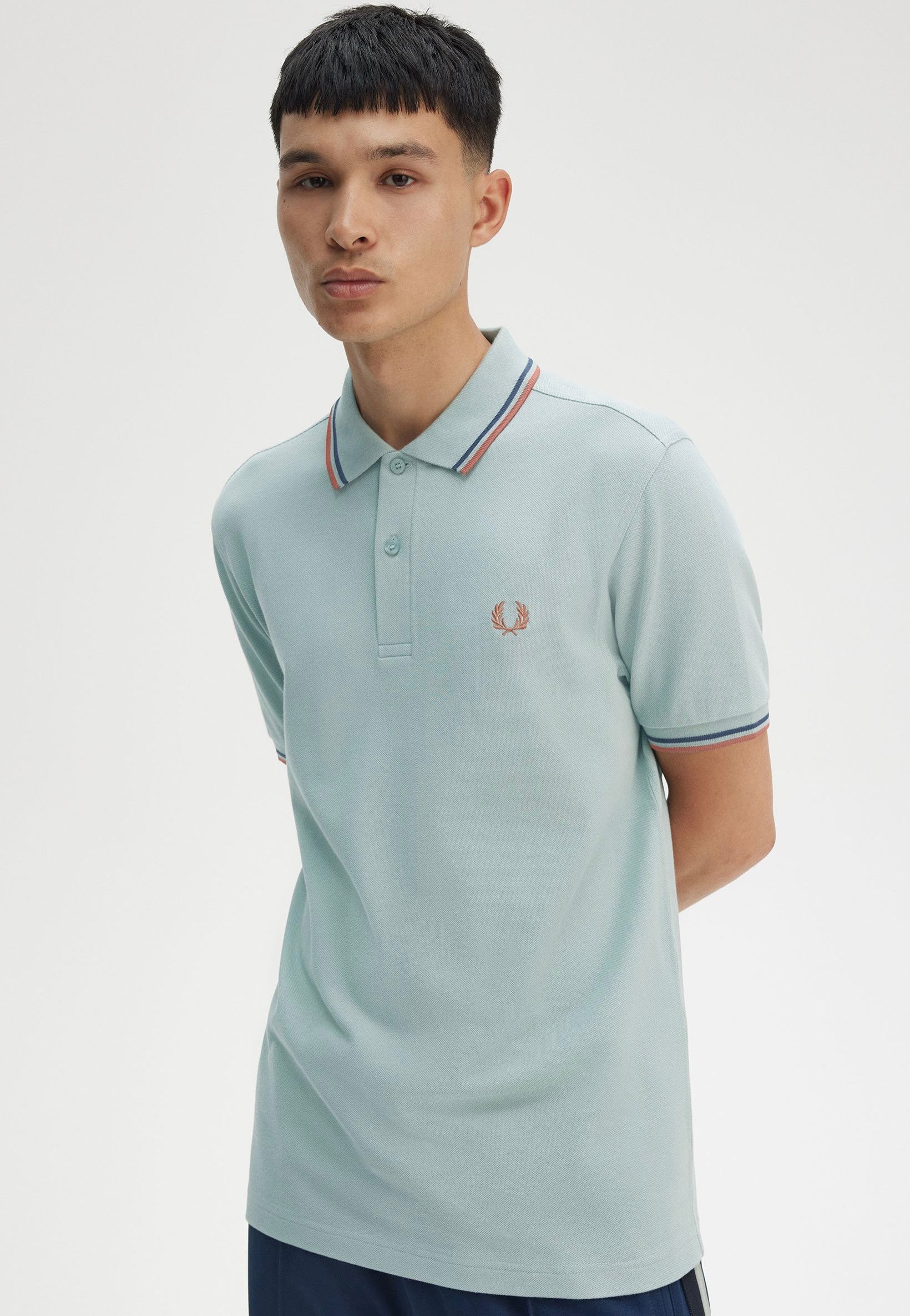 Fred Perry - Twin Tipped Silver Blue/Tennis Blue/Cinnamon - Polo | Men-Image