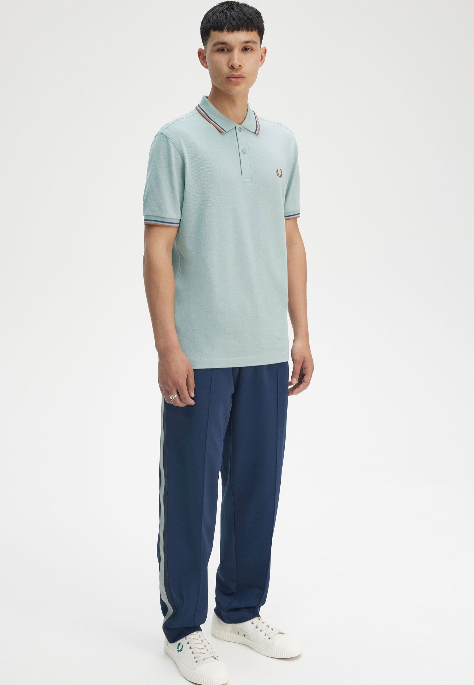 Fred Perry - Twin Tipped Silver Blue/Tennis Blue/Cinnamon - Polo | Men-Image